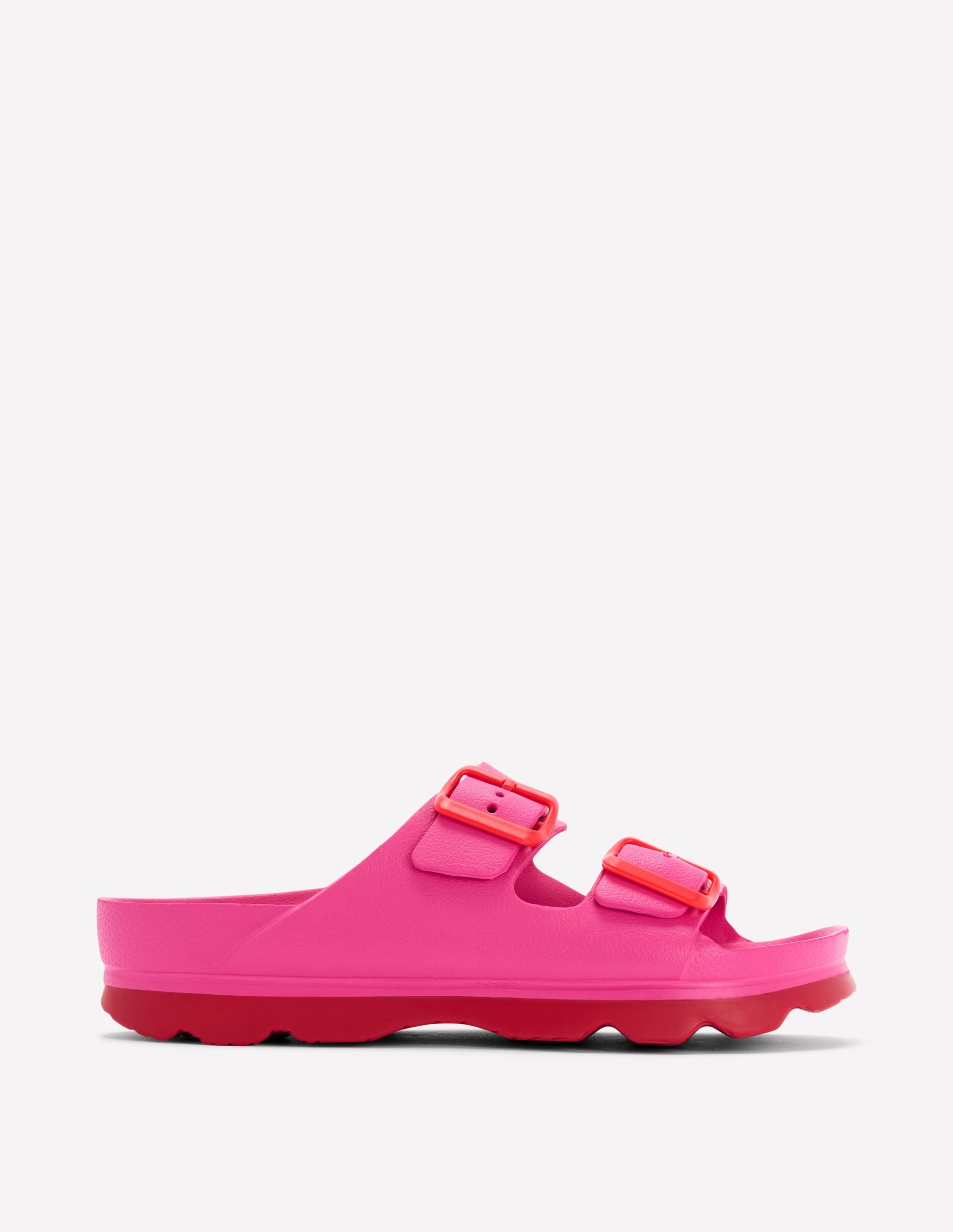 Lyla Double Buckle Sliders-Pink/Red - Image 1