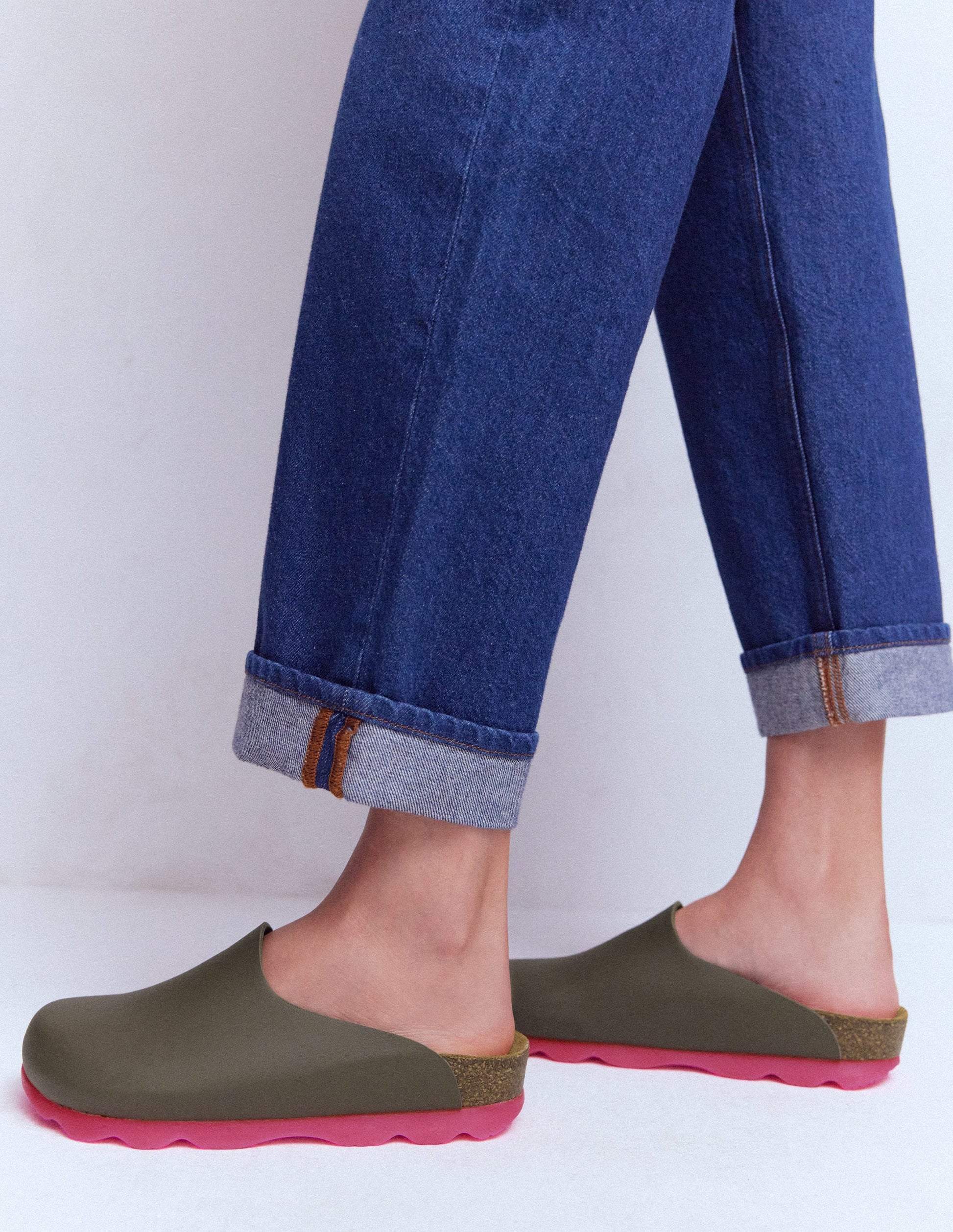 Lyla Colour Block Clogs-Khaki/Pink-3
