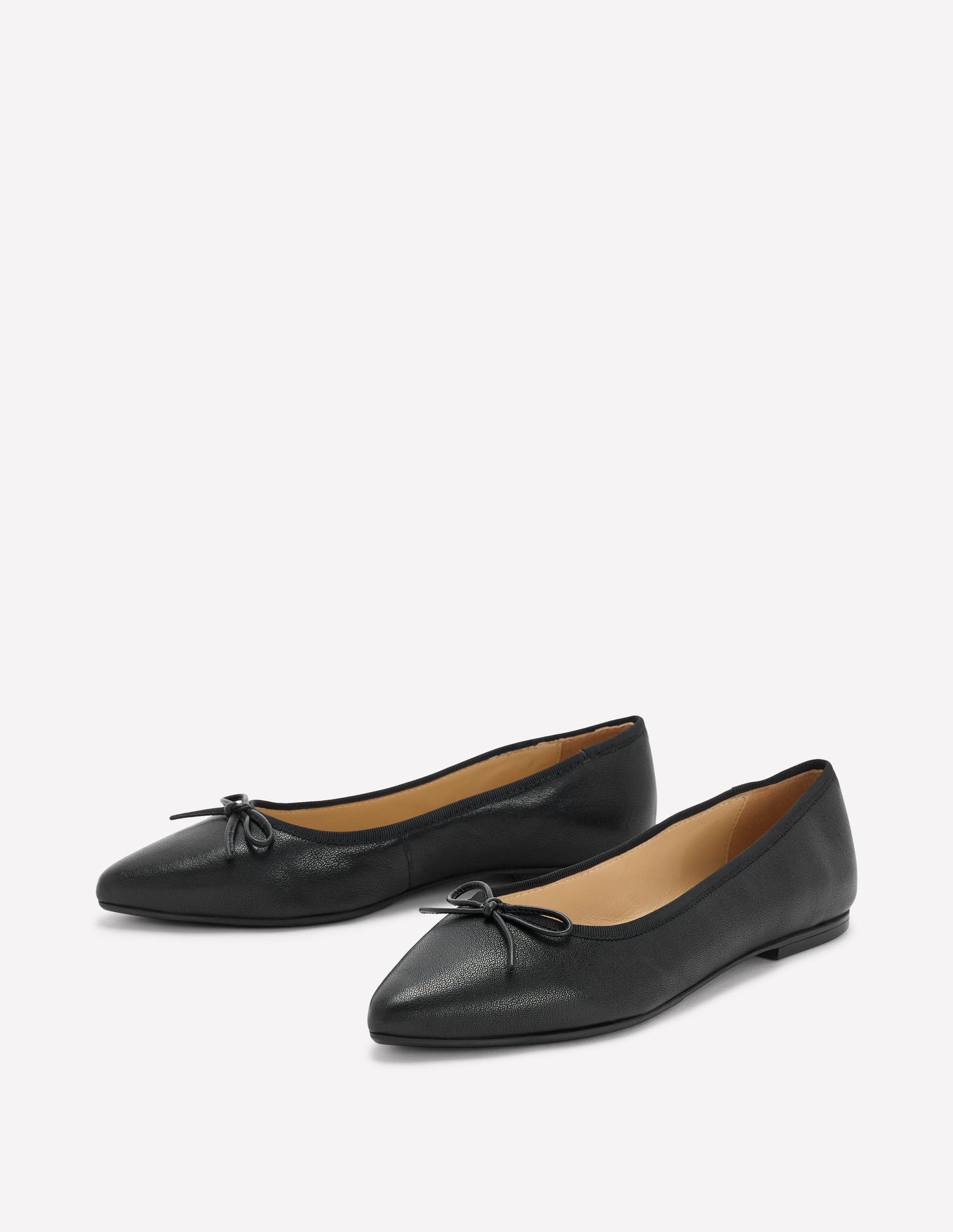 Point Flexi Sole Flats-Black Tumble Leather