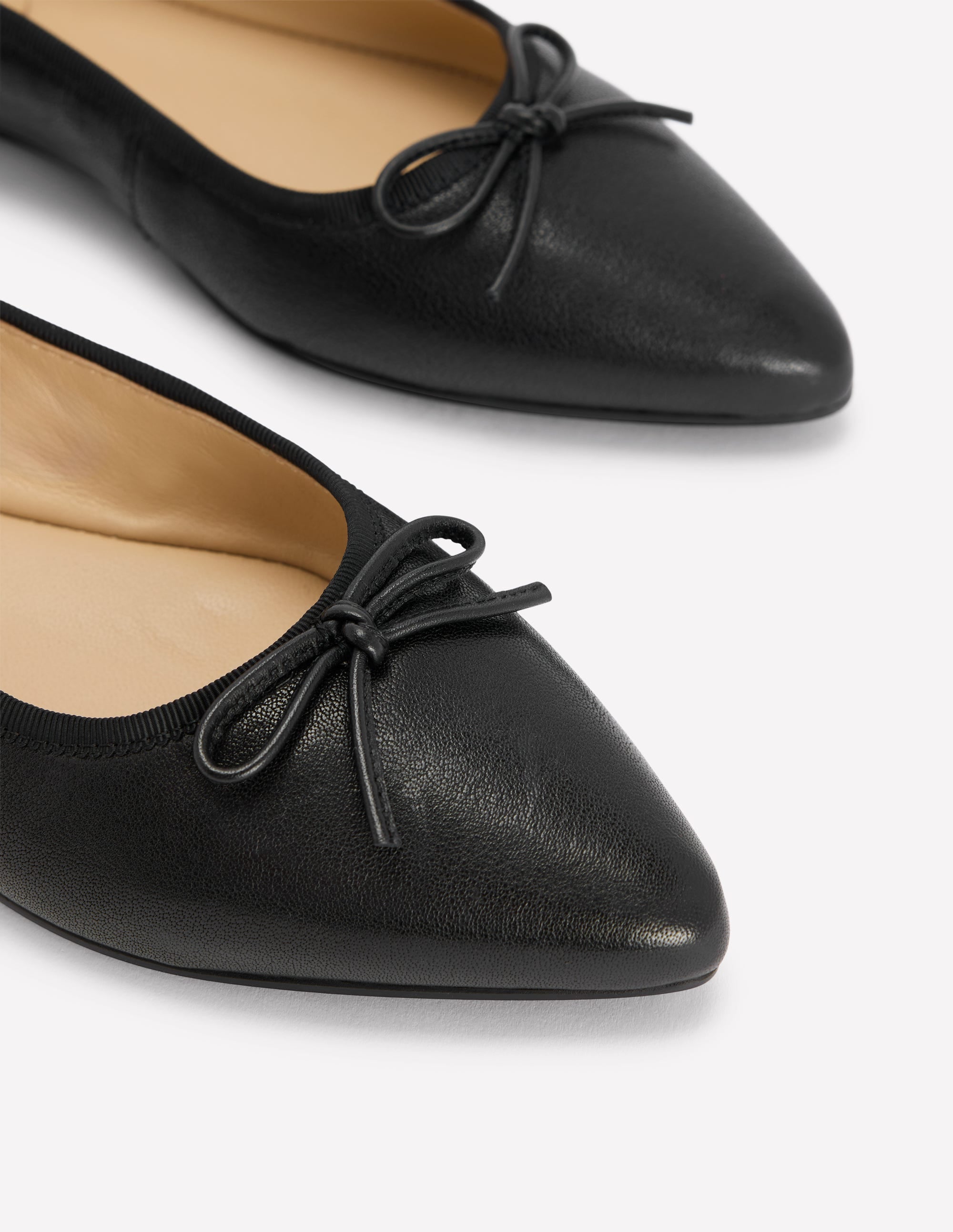 Point Flexi Sole Flats-Black Tumble Leather - Image 4