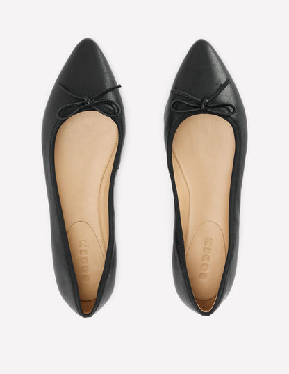 Point Flexi Sole Flats-Black Tumble Leather-5