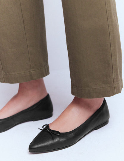 Point Flexi Sole Flats-Black Tumble Leather-1