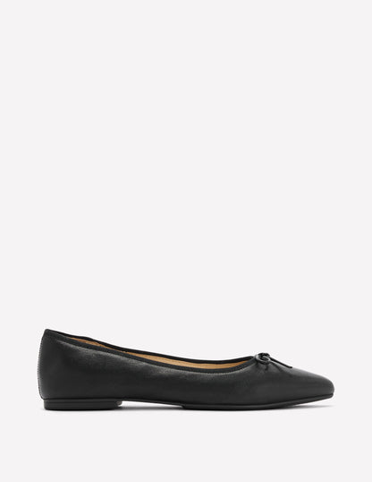 Point Flexi Sole Flats-Black Tumble Leather-2
