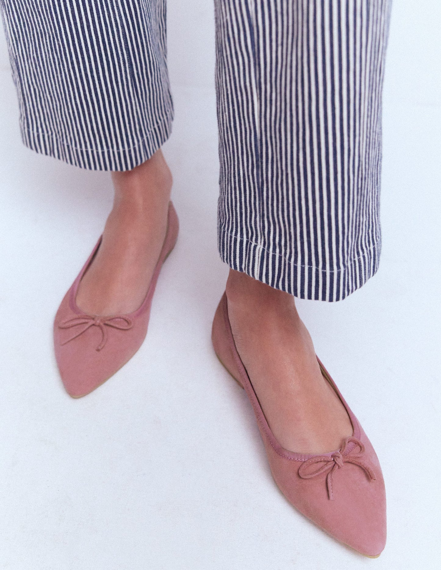 Point Flexi Sole Flats-Pink Suede