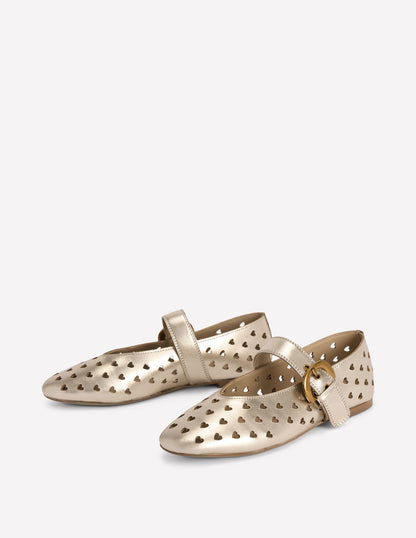 Kylie Flat Buckle Mary Janes-Gold-4