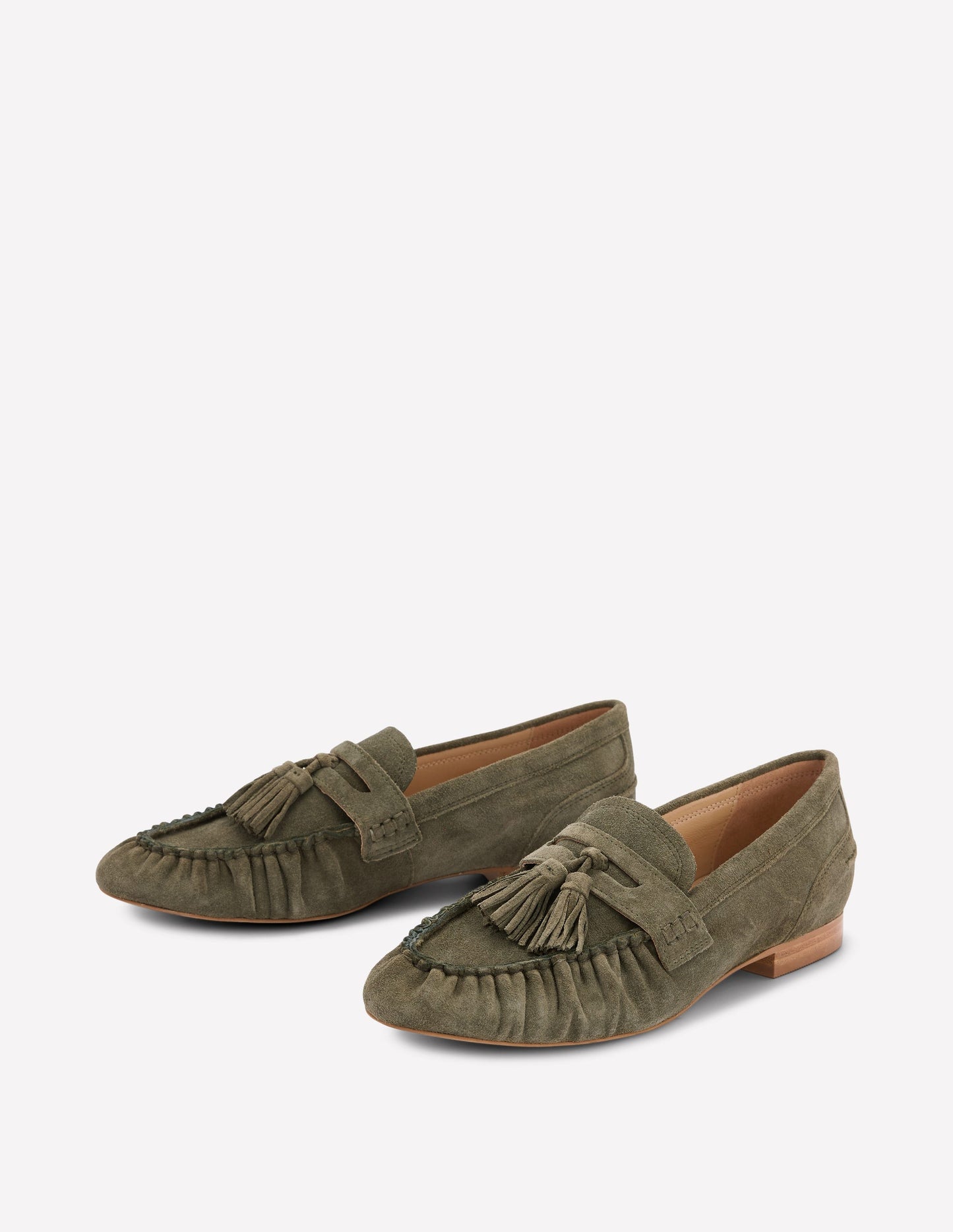 Soft Ruched Loafers-Deep Olive
