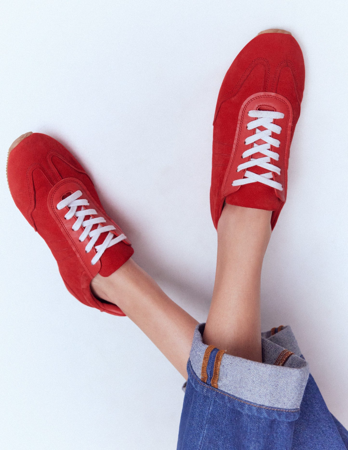 Delphine Slim Sole Trainers-Red