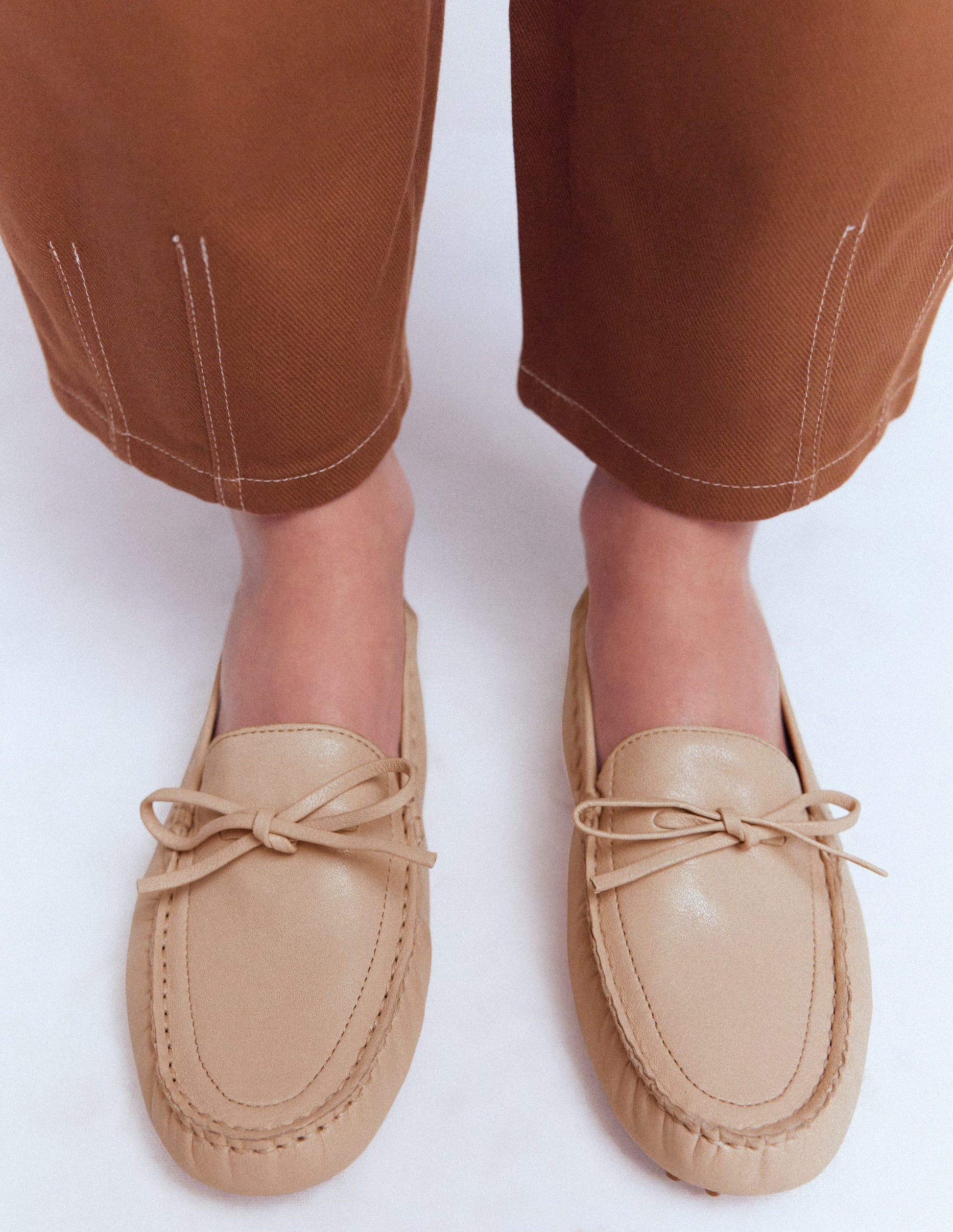 Heidi Stitched Soft Loafers-Ecru-4