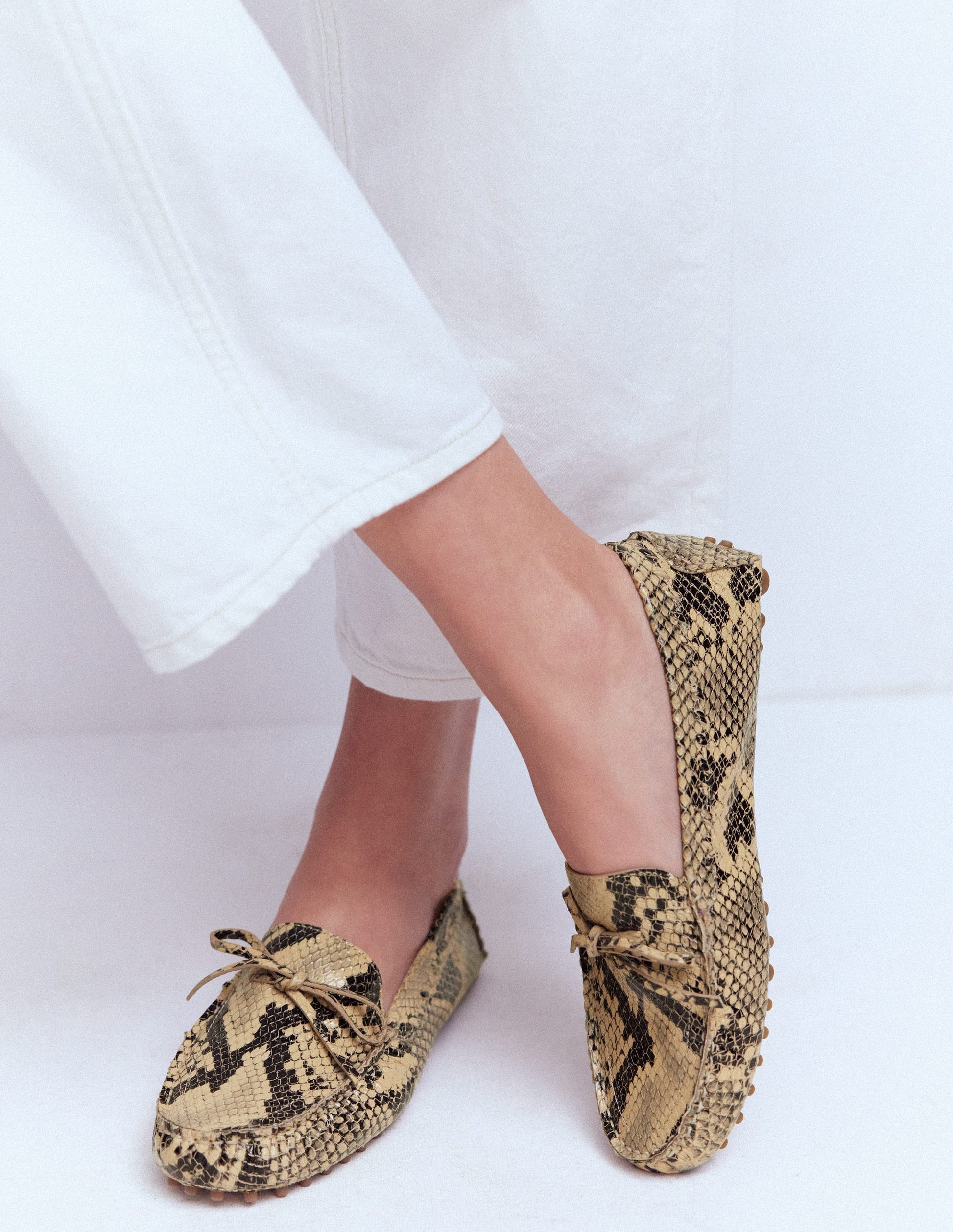 Heidi Stitched Soft Loafers-Snake-2