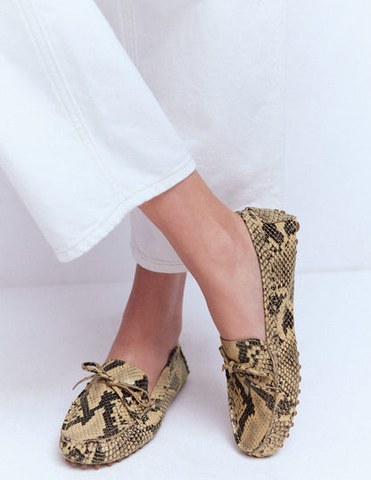Heidi Stitched Soft Loafers-Snake-2