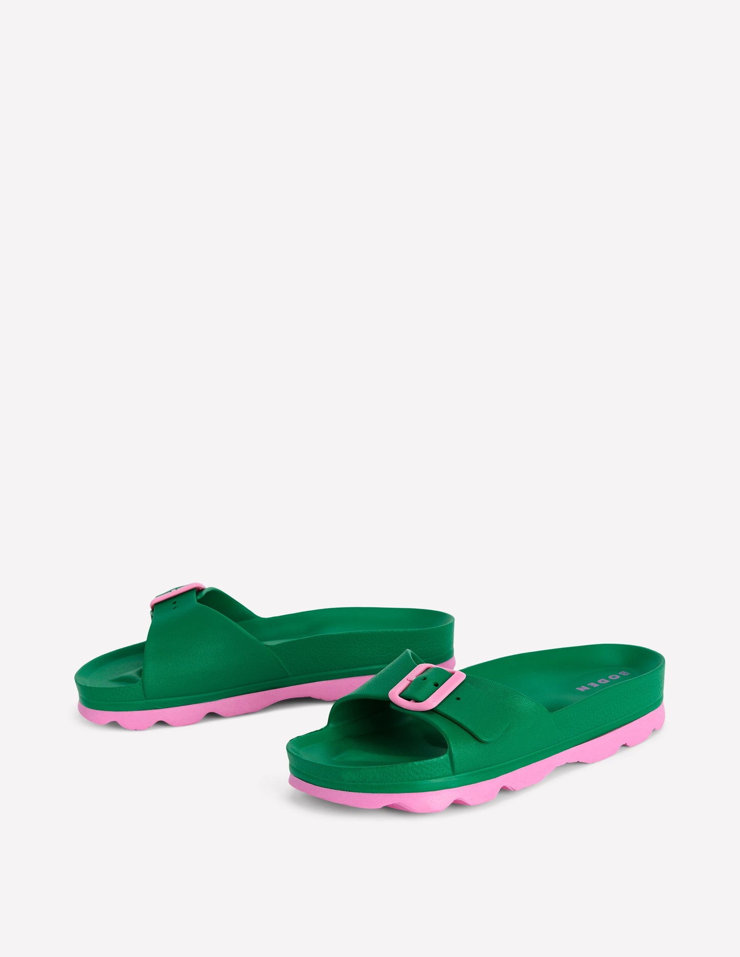 Lyla Single Buckle Sliders-Green/Pink