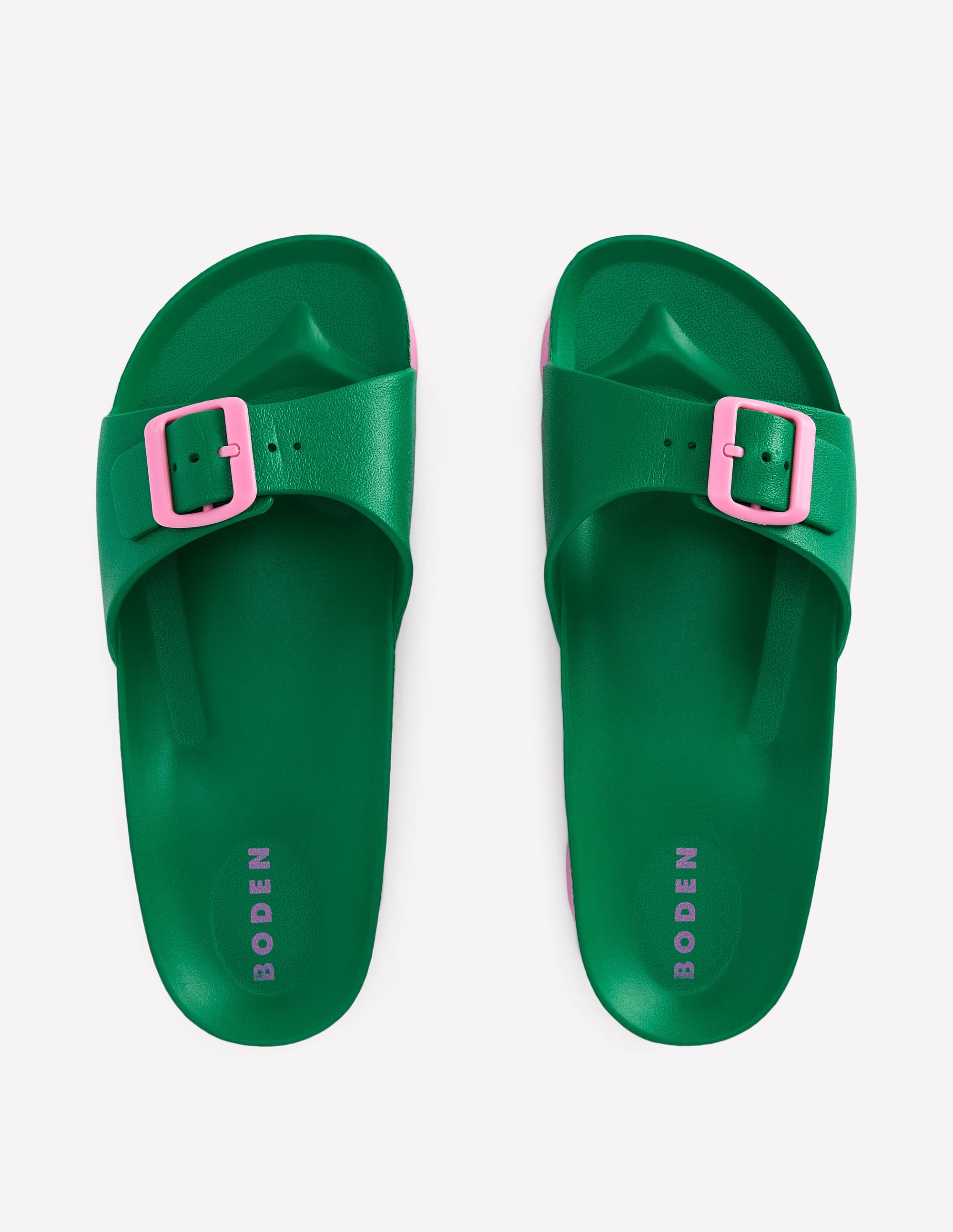 Lyla Single Buckle Sliders-Green/Pink - Image 6