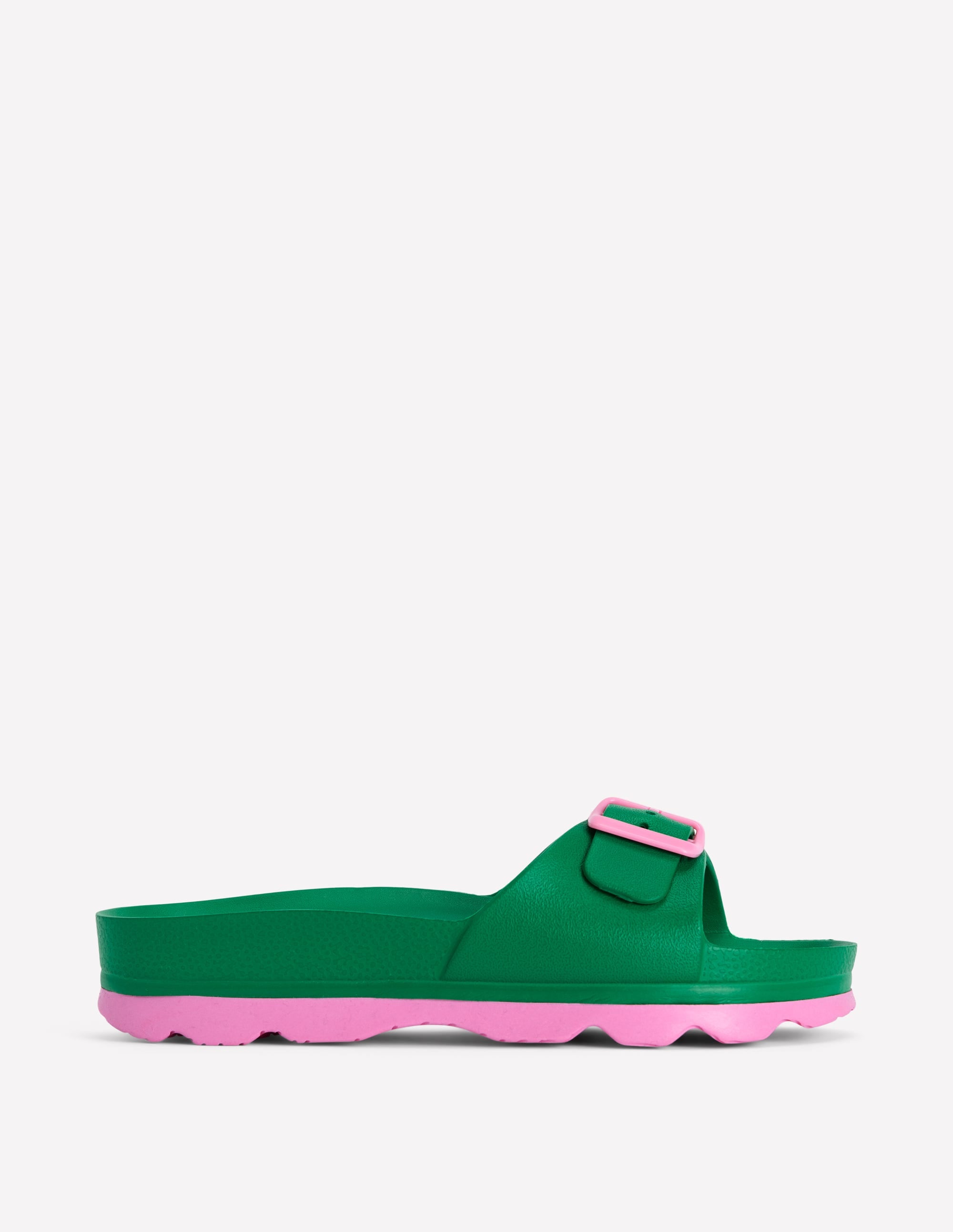 Lyla Single Buckle Sliders-Green/Pink - Image 3