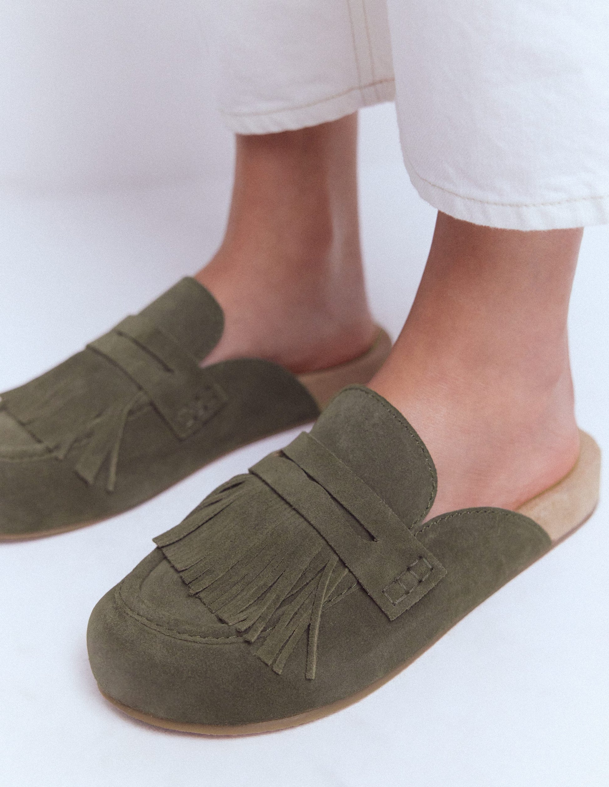 Etta Ghillie Mule Clogs-Deep Olive-3
