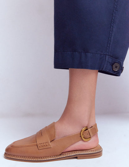 Slingback Penny Loafer-Tan-3