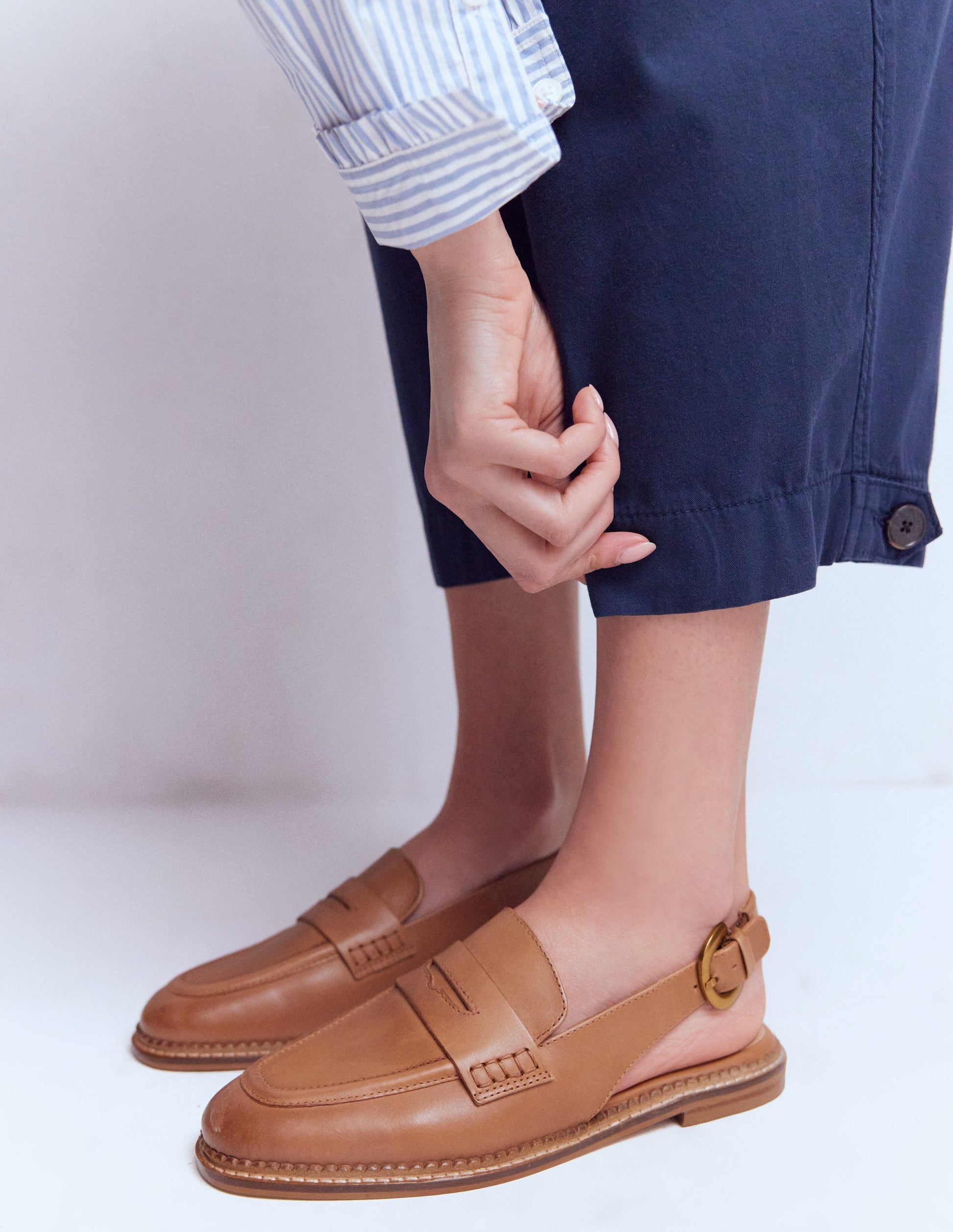 Slingback Penny Loafer-Tan-4