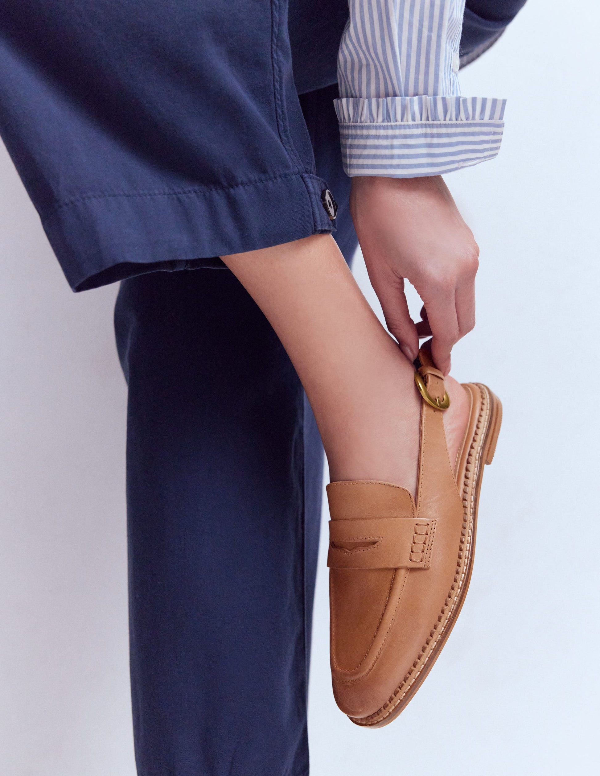 Slingback Penny Loafer-Tan-5