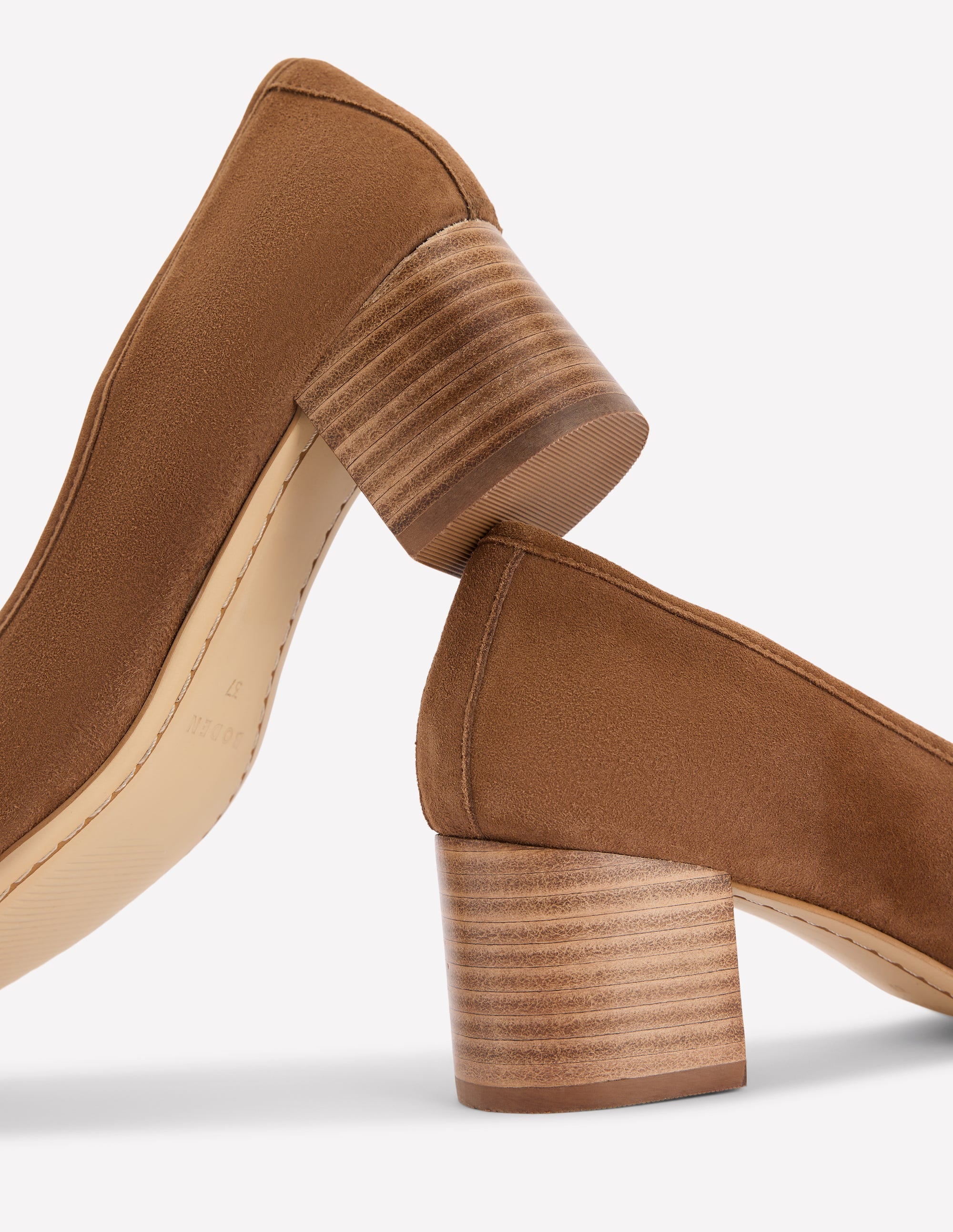 Closed Back Block Heel-Raw Umber - Image 4