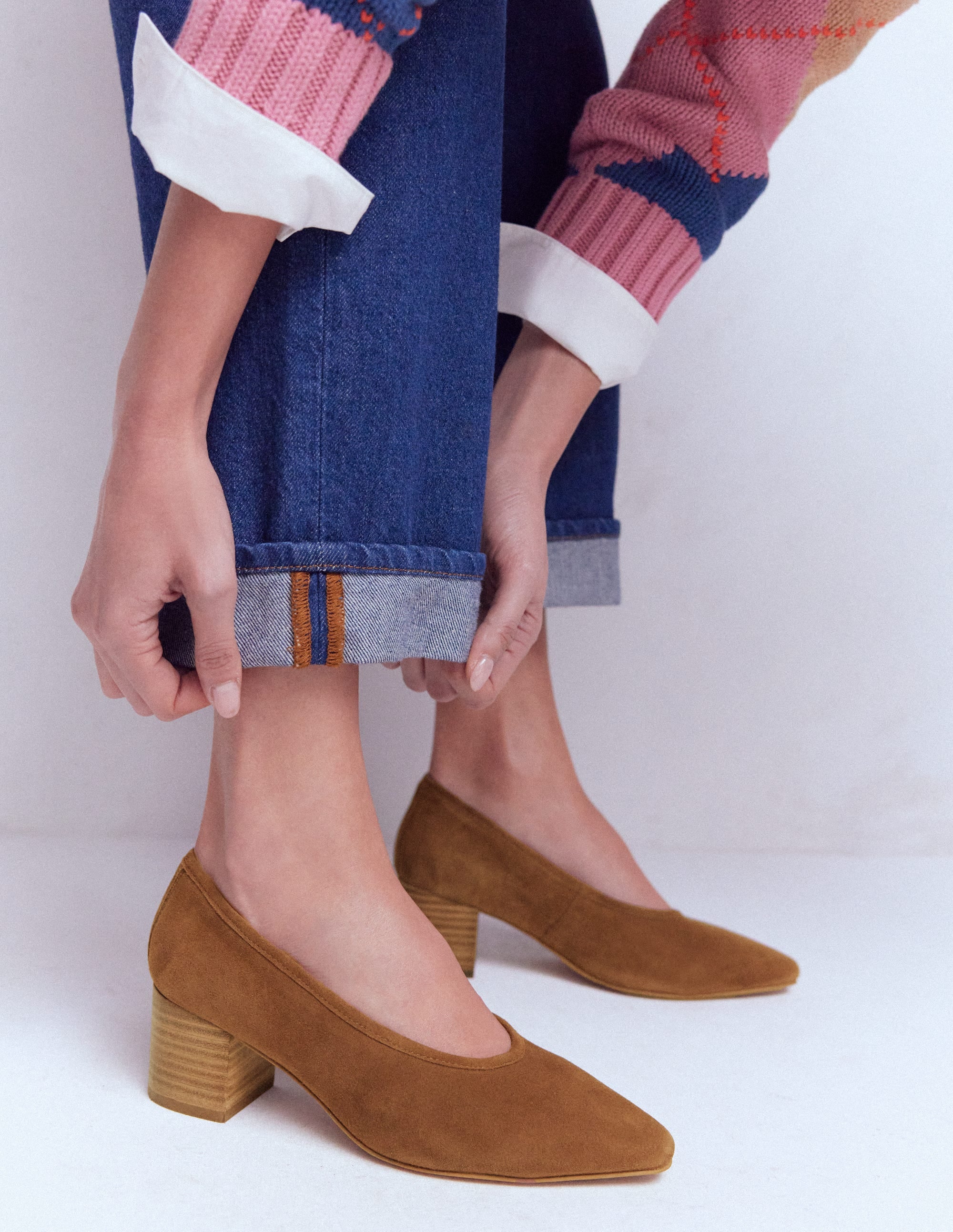 Closed Back Block Heel-Raw Umber - Image 2