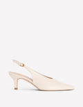 High Cut Slingback Court-Ecru