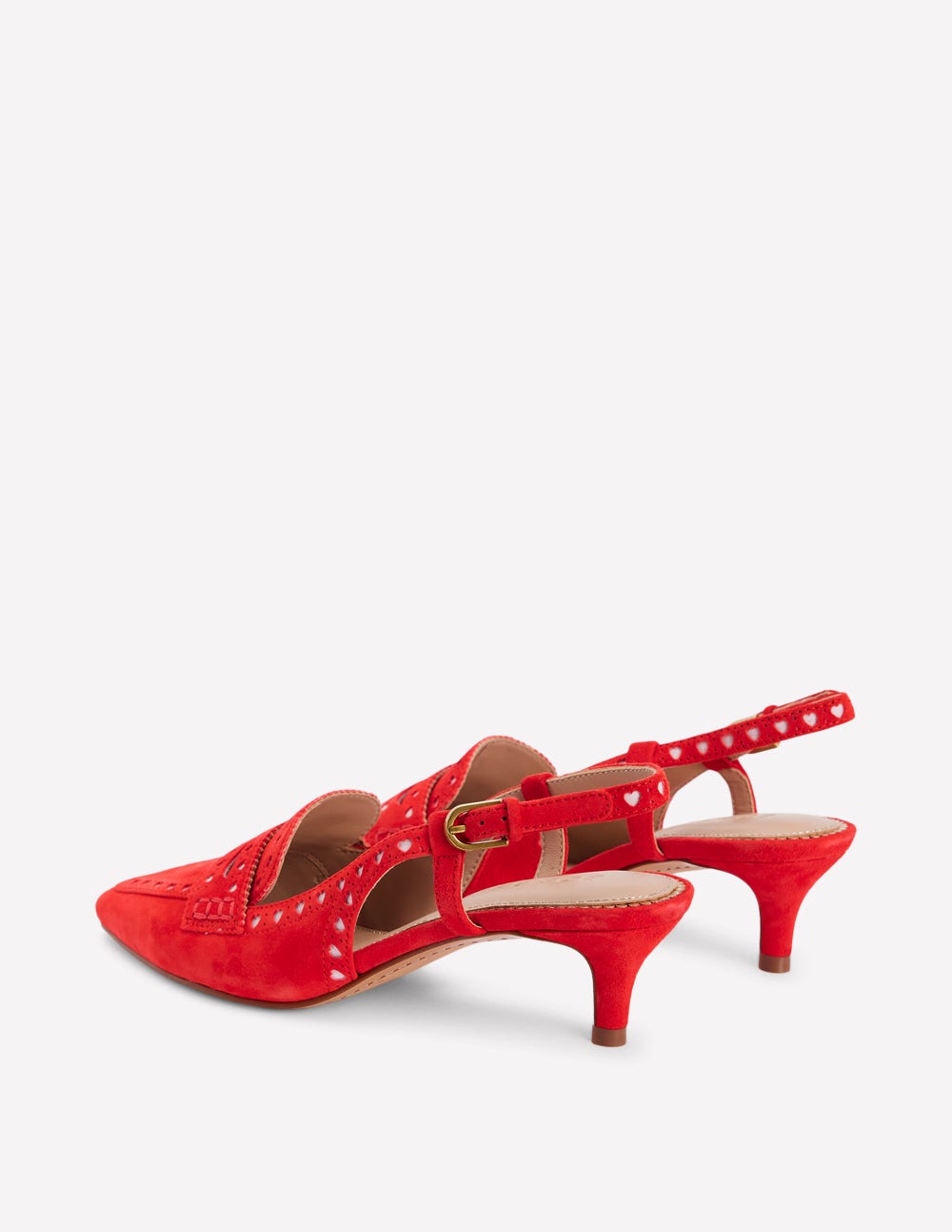 Brogue Slingback Kitten Heel-Red-6