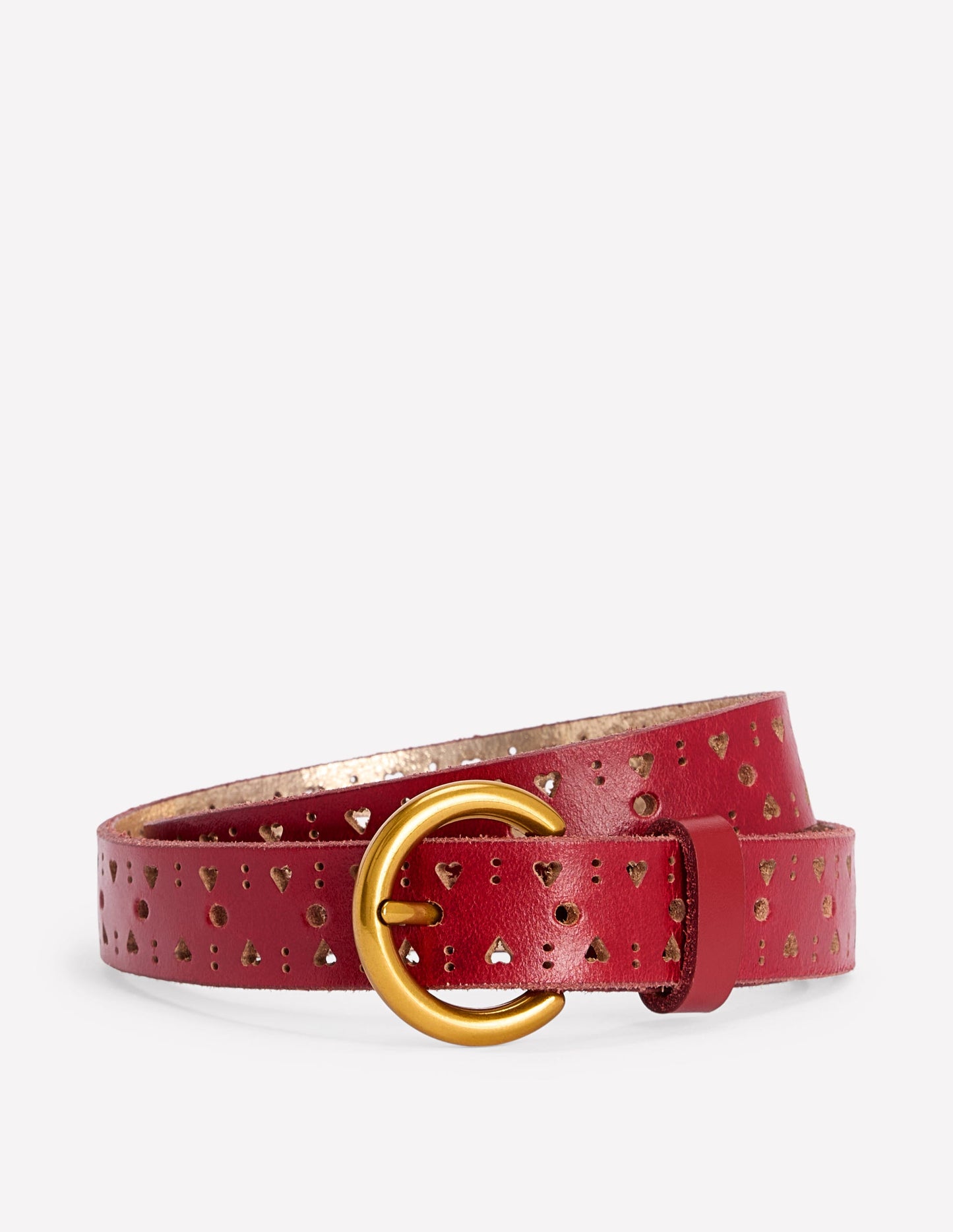 Brogue Cut Belt-Red