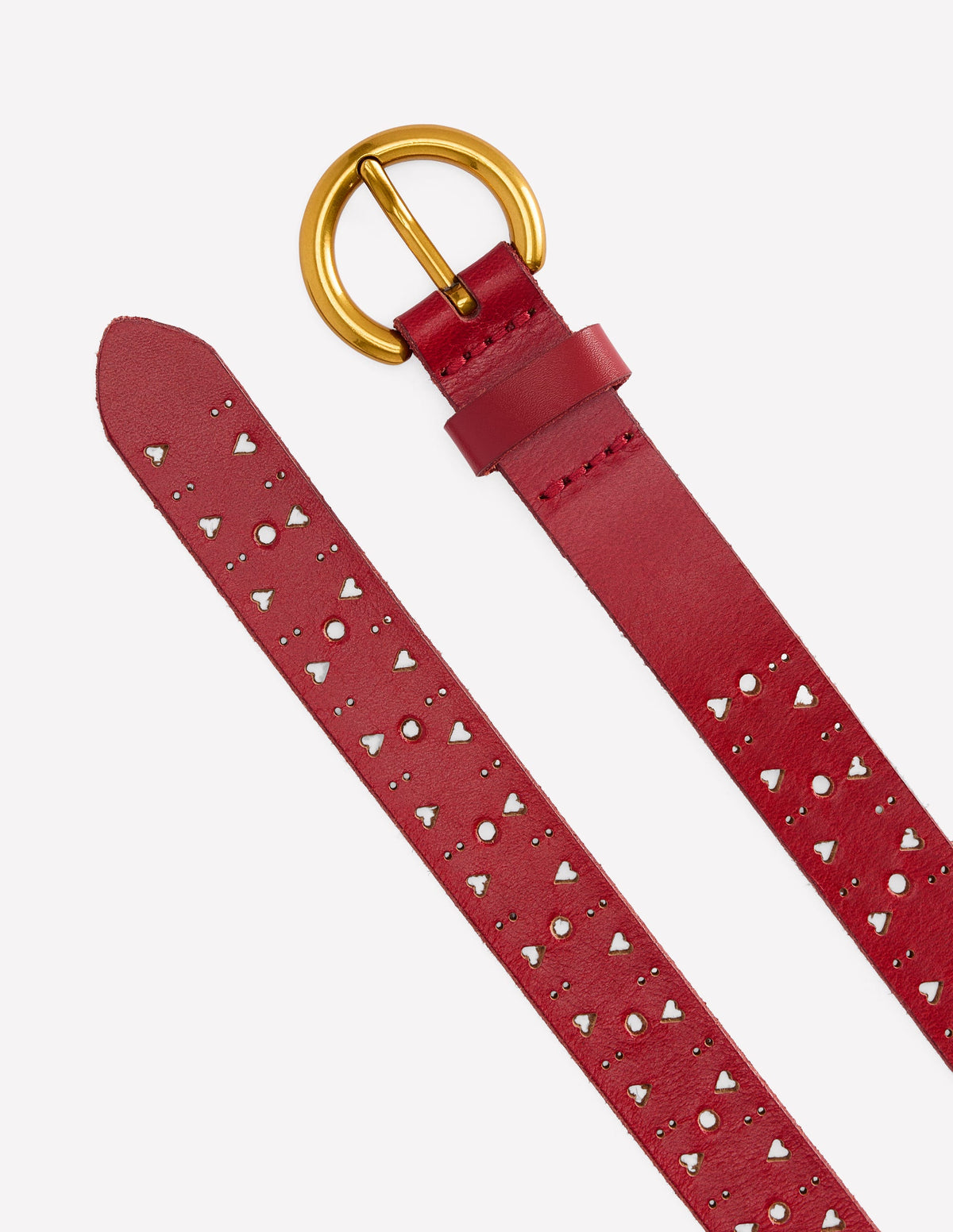 Brogue Cut Belt-Red - Image 3