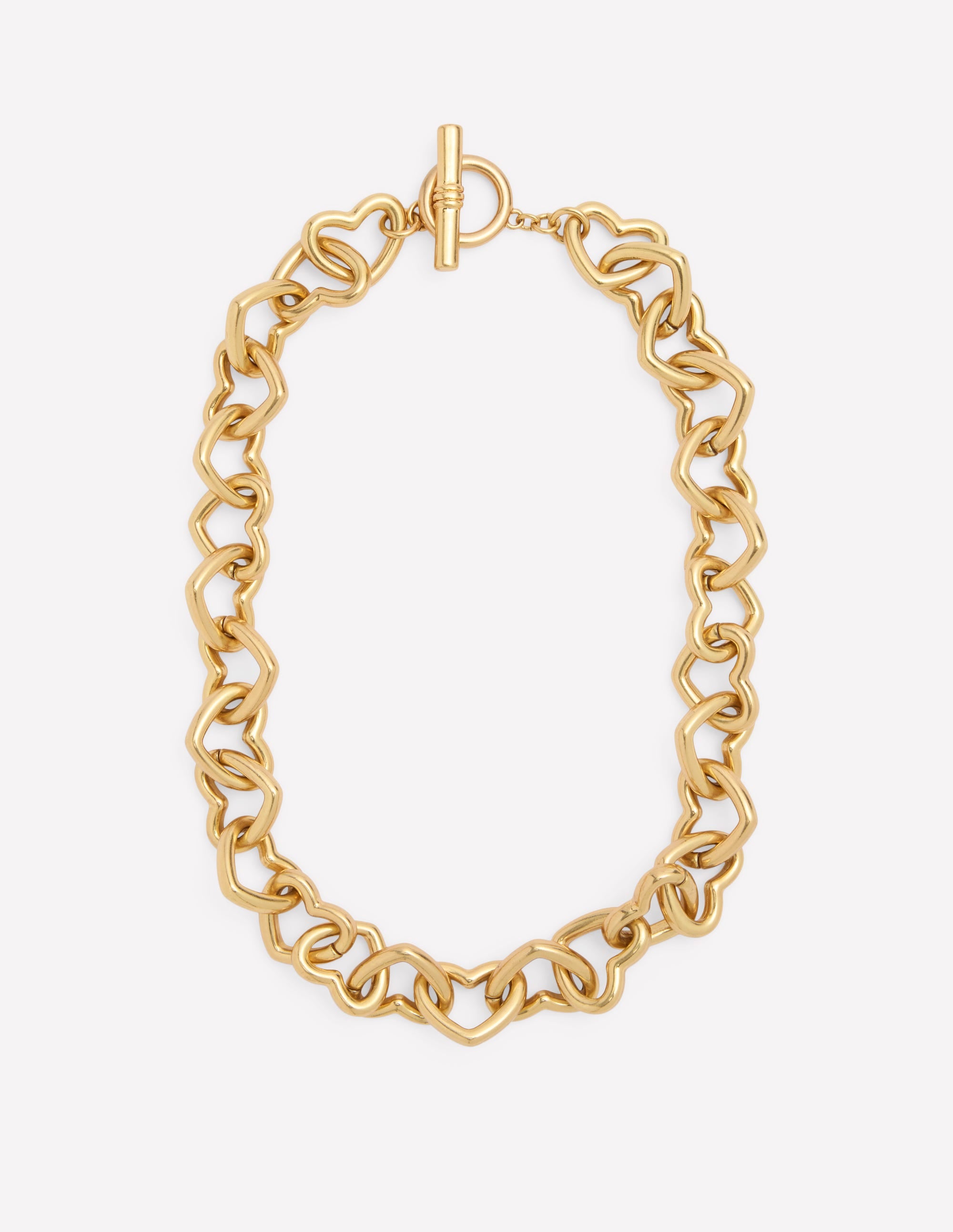 Chunky Heart Chain Necklace-Gold Colour - Image 1