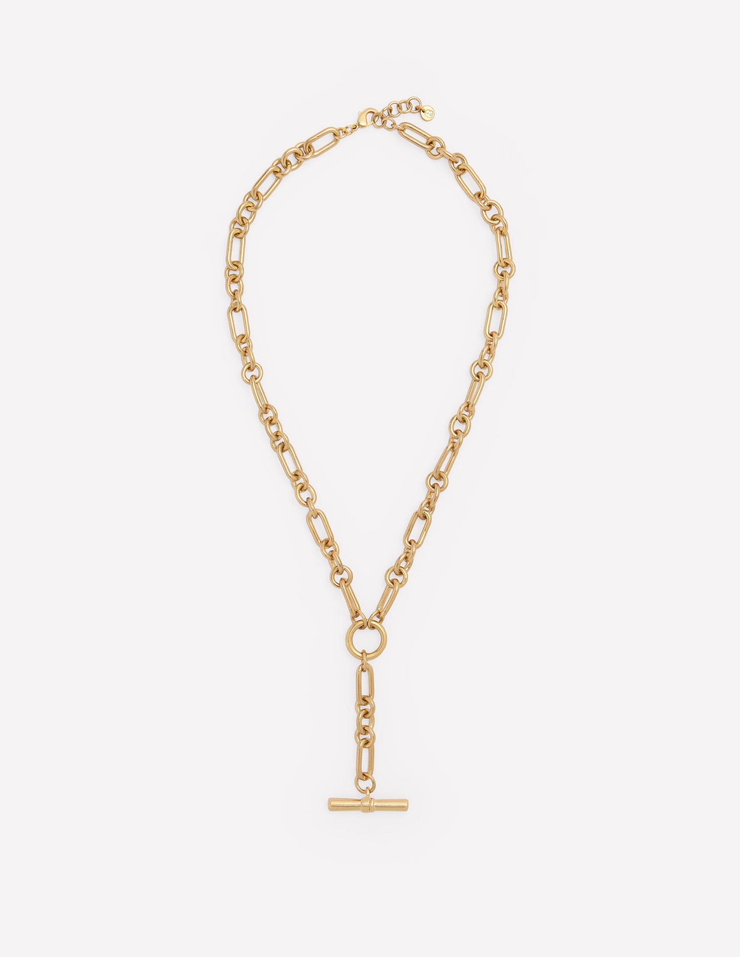 Drop Chain T-bar Necklace-Gold T bar