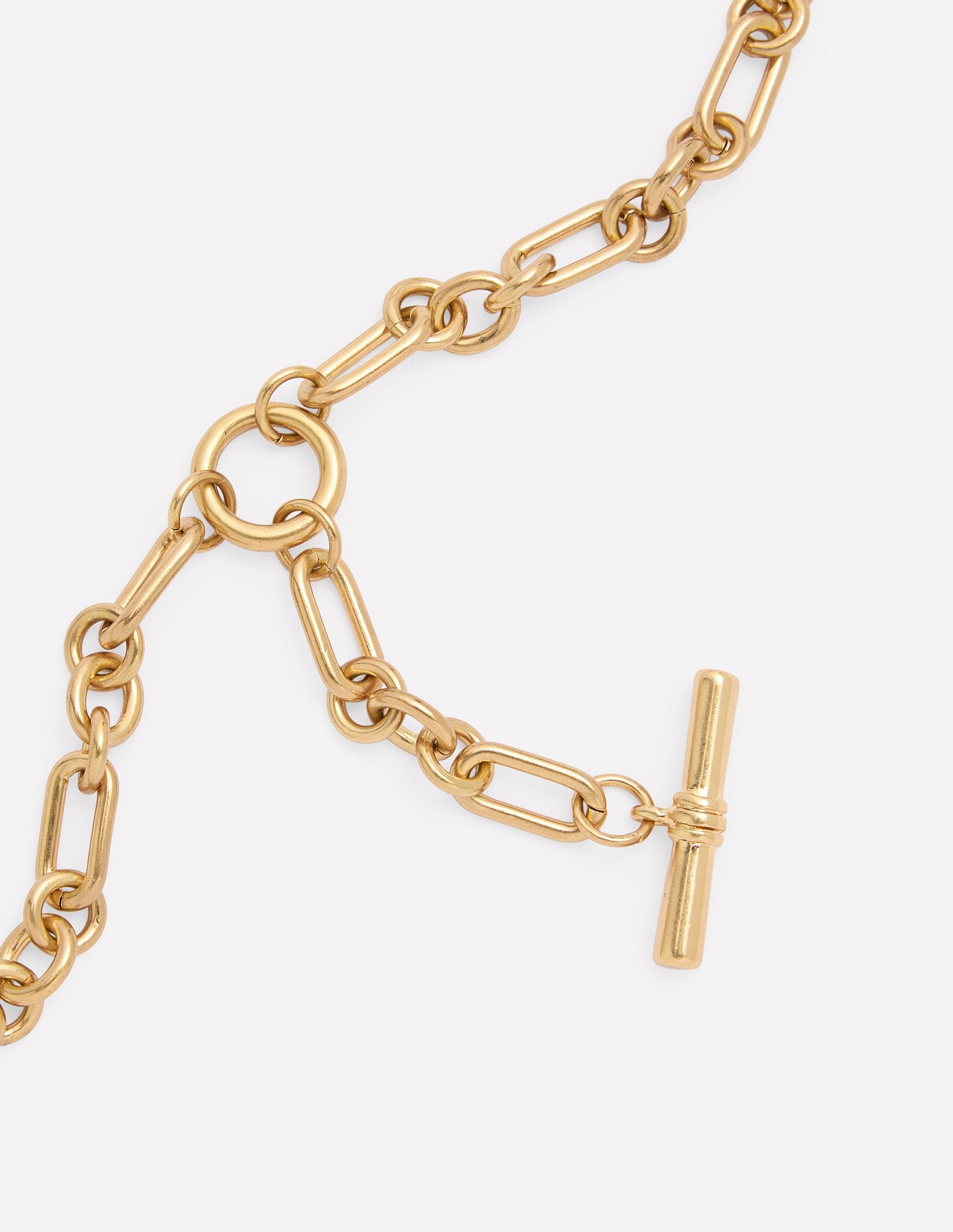 Drop Chain T-bar Necklace-Gold Colour-3