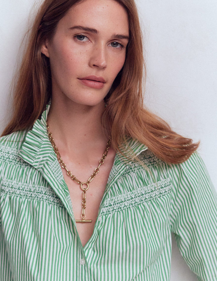 Drop Chain T-bar Necklace-Gold Colour