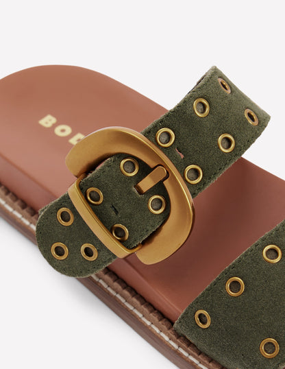 Caryl Double Strap Sandals-Deep Olive-4