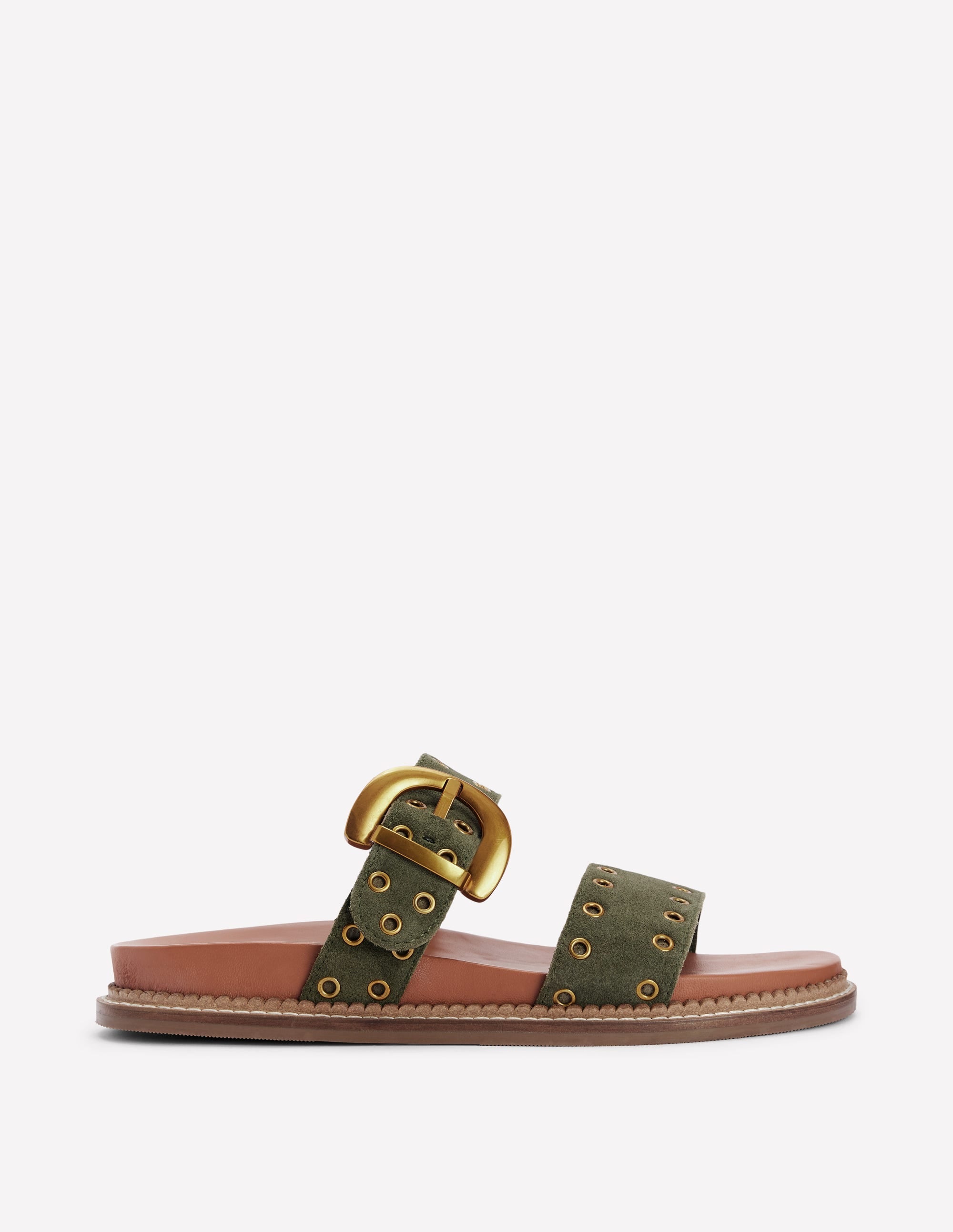 Caryl Double Strap Sandals-Deep Olive - Image 1
