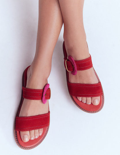 Caryl Double Strap Sandals-Post Box Red-3