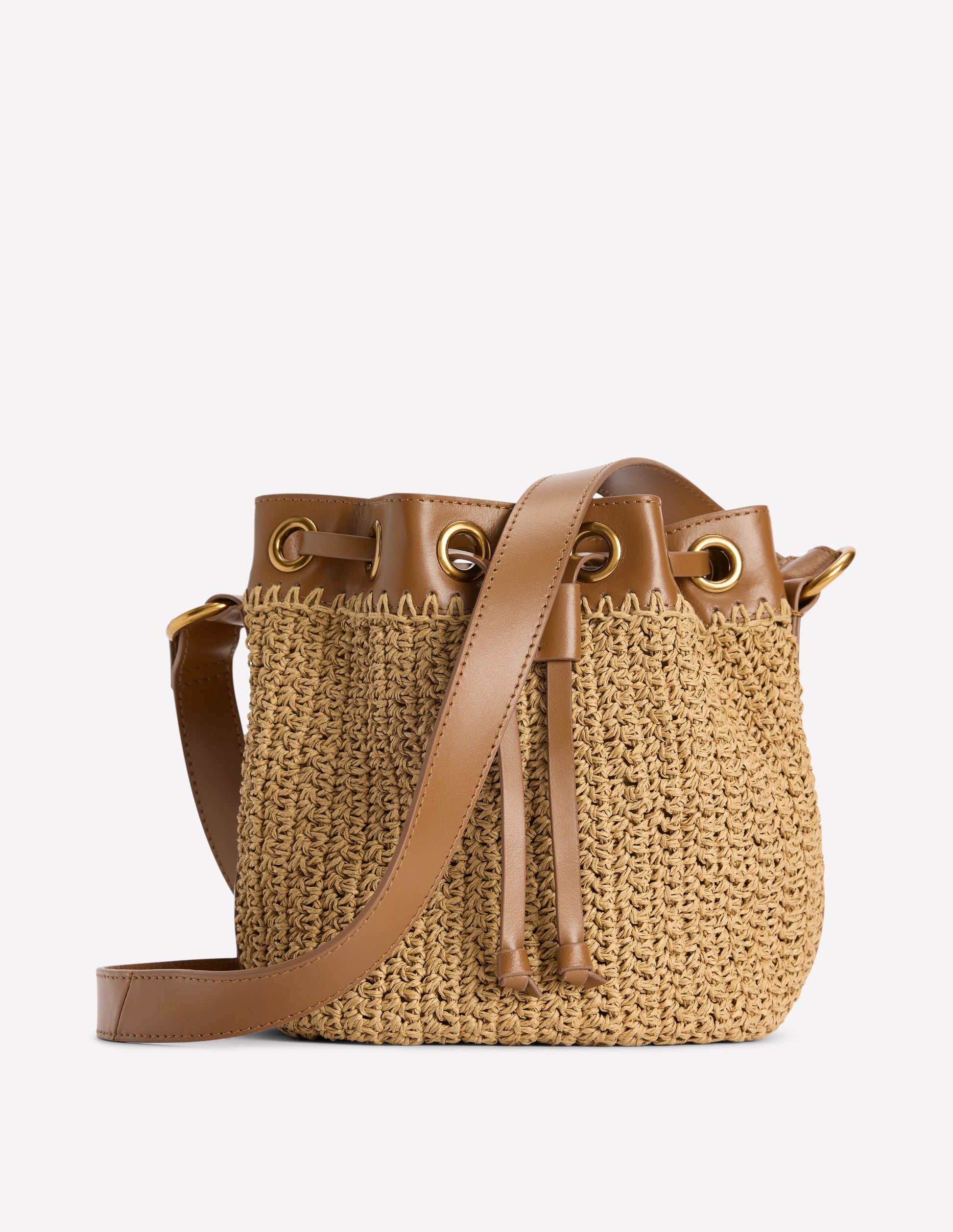 Mini Straw Bucket Bag-Natural Raffia-1