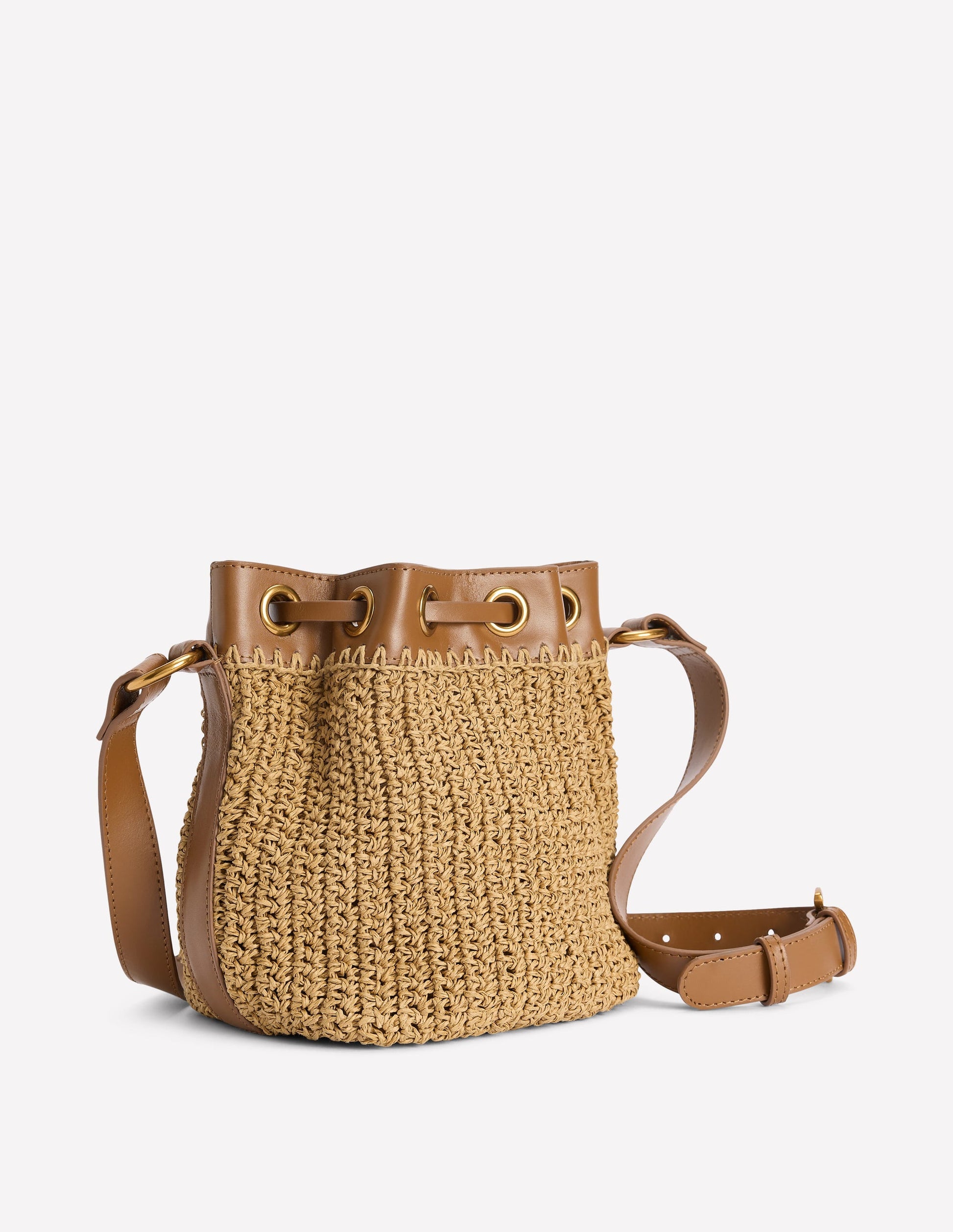 Mini Straw Bucket Bag-Natural Raffia-3