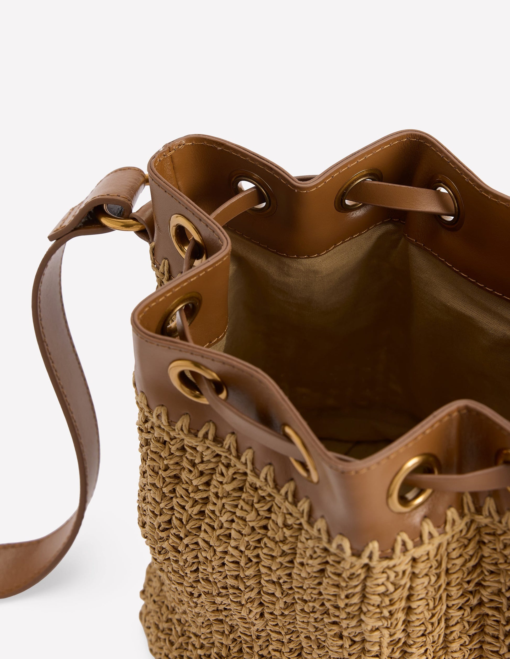 Mini Straw Bucket Bag-Natural Raffia-4