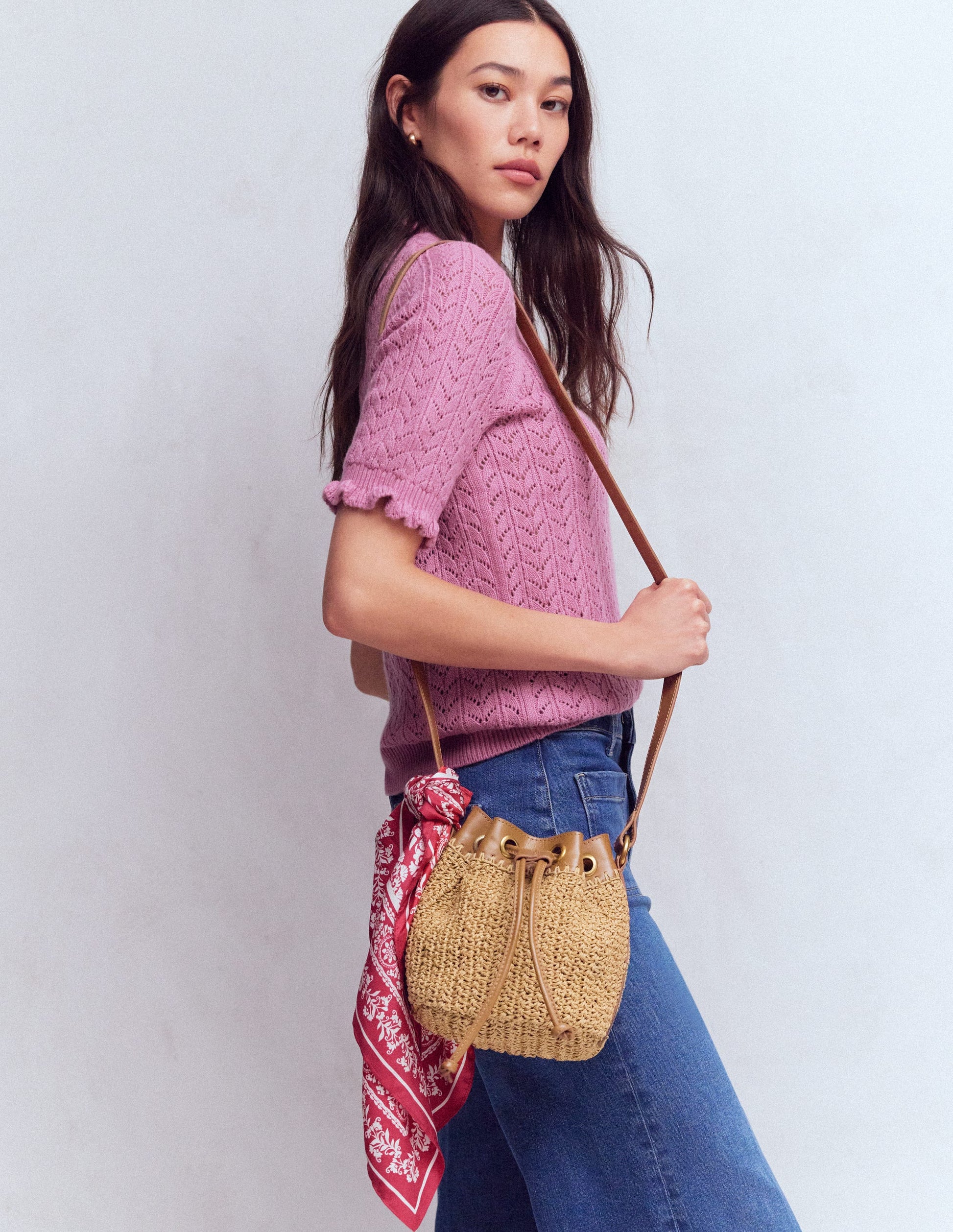Mini Straw Bucket Bag-Natural Raffia-2