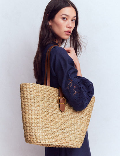 Buckle Tote-Natural Raffia-2