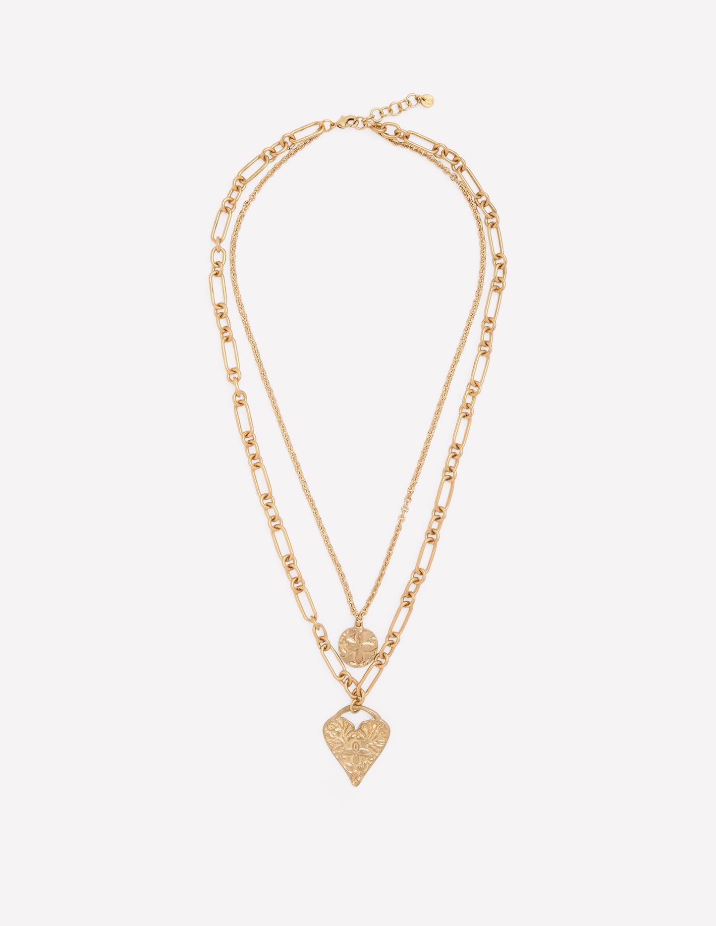 Heart Stamp Layer Necklace-Gold Colour