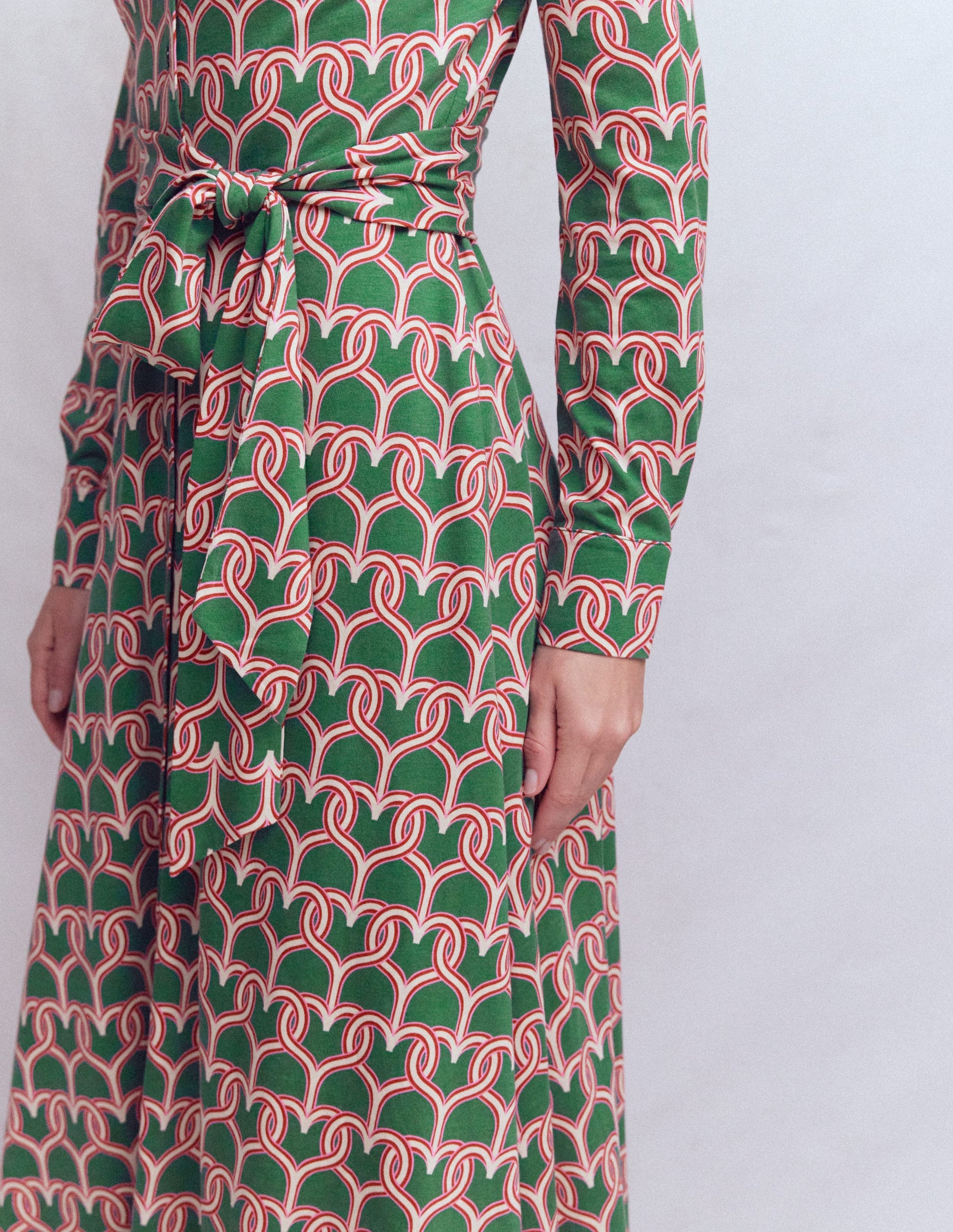 Marcia Jersey Shirt Dress-Hunter Green, Heart Link-2