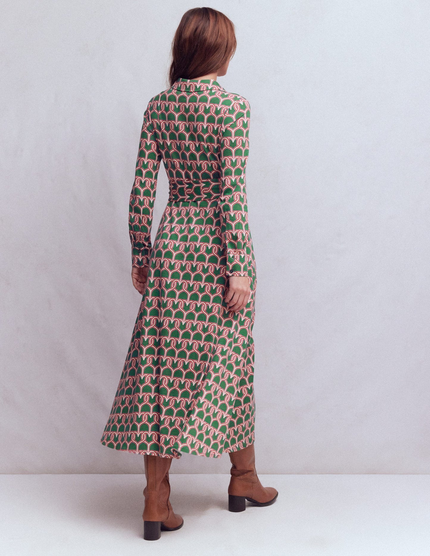 Marcia Jersey Shirt Dress-Hunter Green, Heart Link