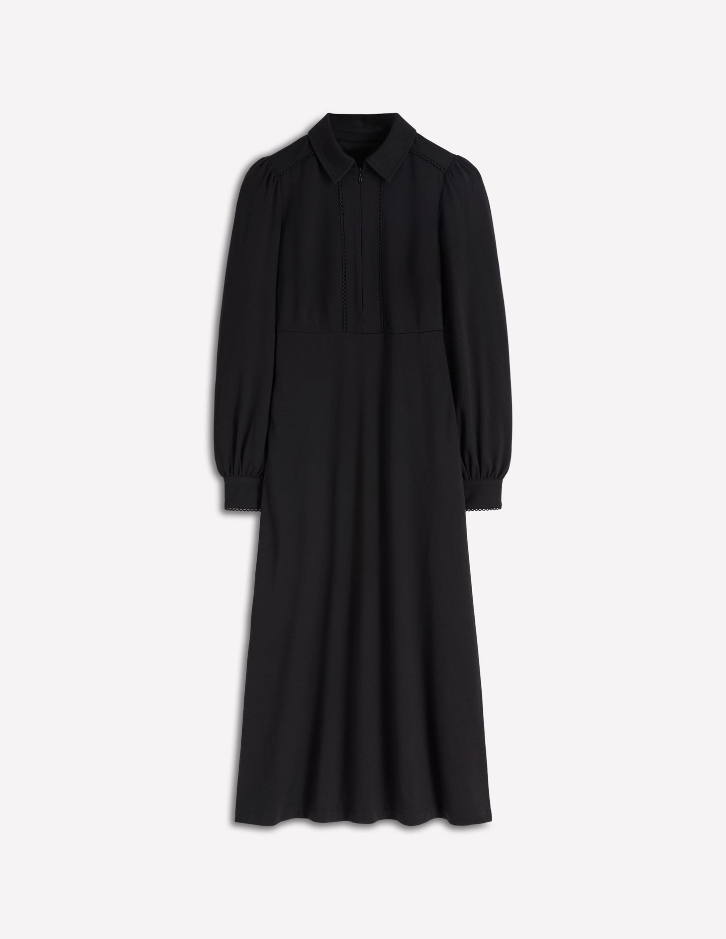 Pip Zip-Up Ponte Midi Dress-Black