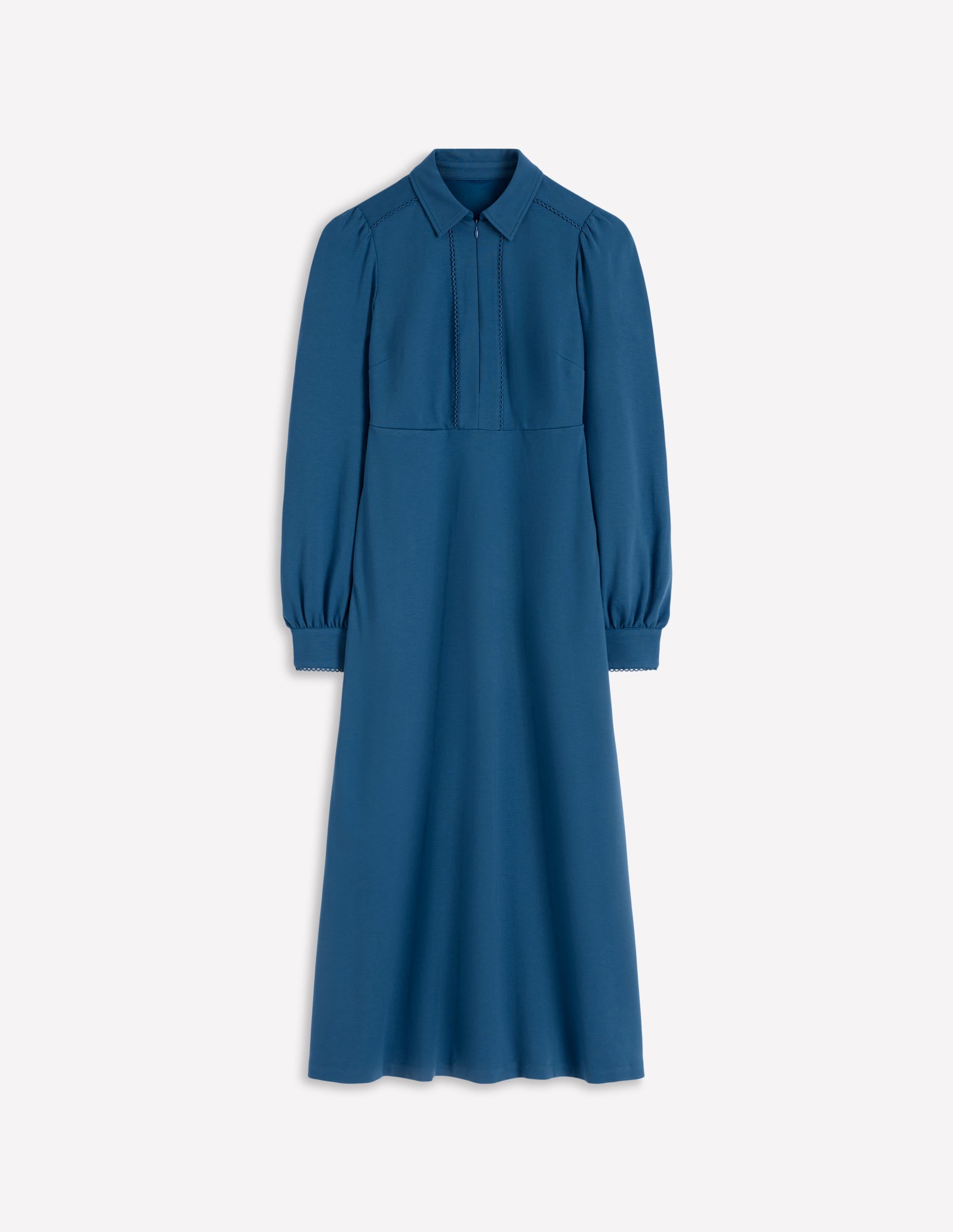 Pip Zip-Up Ponte Midi Dress-Tourmaline Blue - Image 4