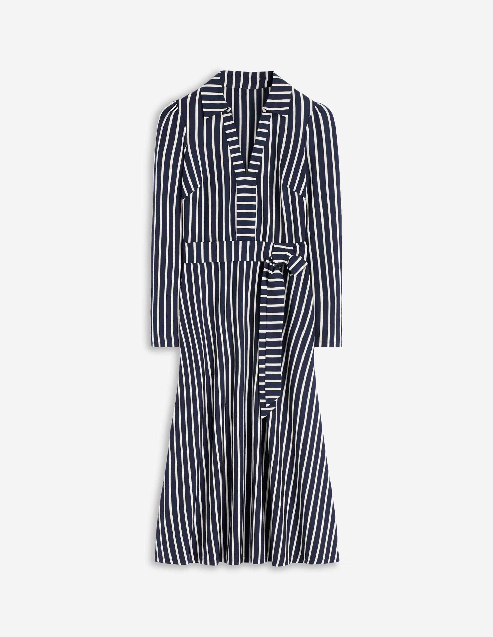 Imogen Collared Jersey Dress-French Navy and Ivory Stripe-5
