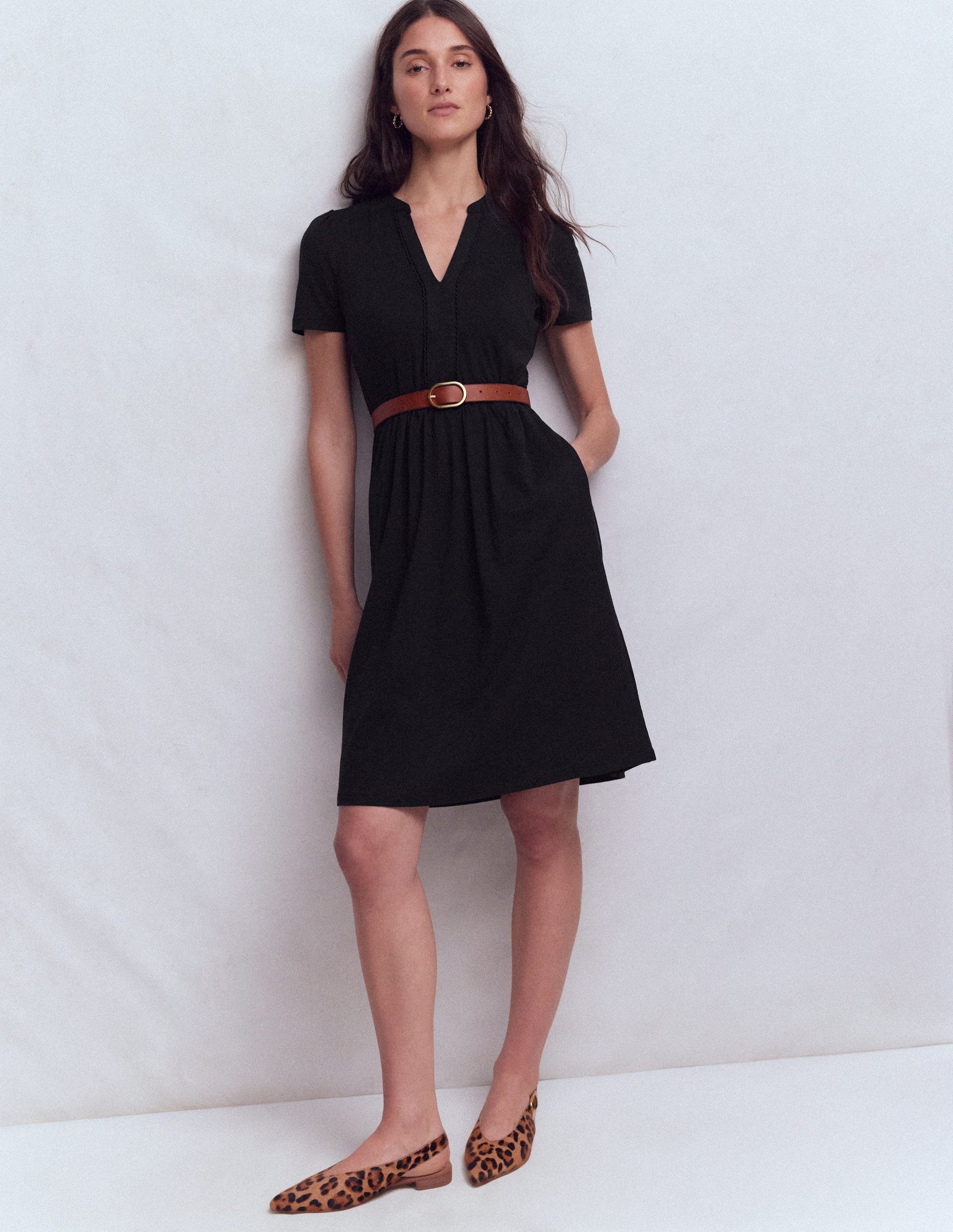 Naomi Short Jersey Dress-Black | Boden UK Naomi Short Jersey Dress-Black | Boden UK