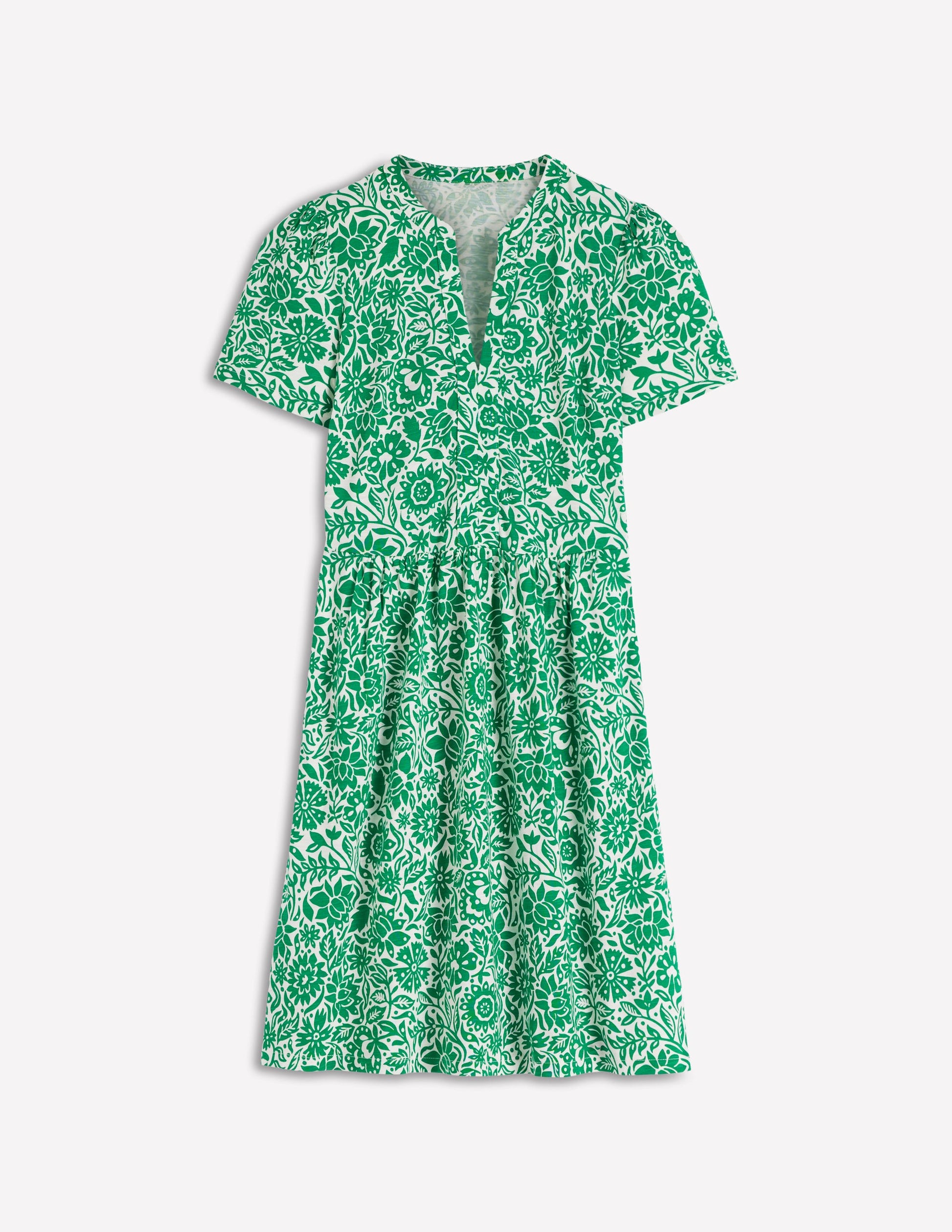 Naomi Short Sleeve Dress-Fresh Green, Meadow Scatter-6