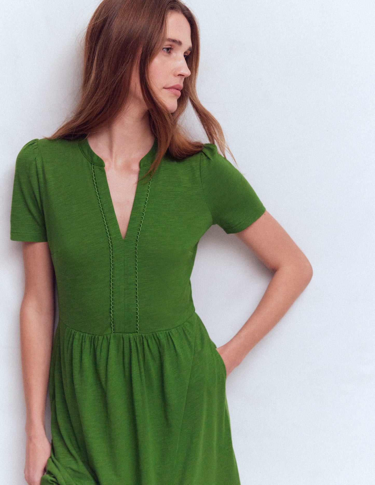 Naomi Short Jersey Dress-Promenade Green
