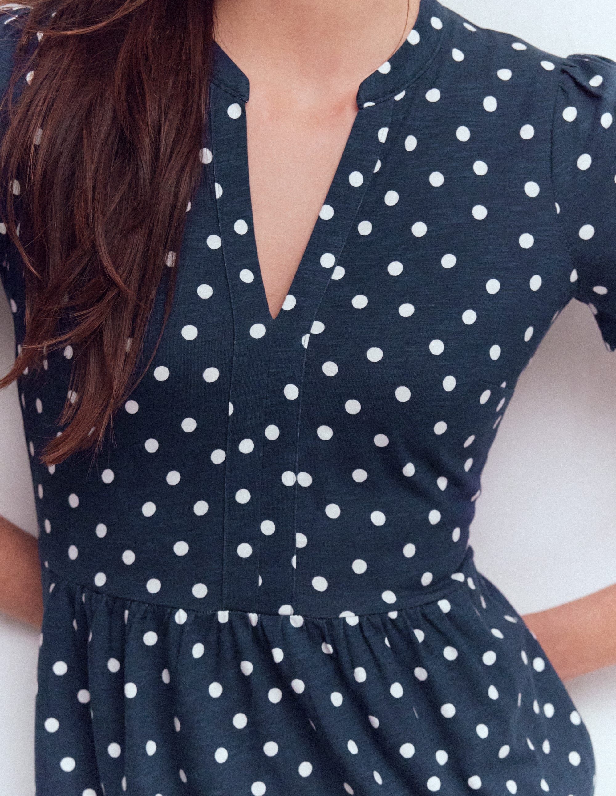 Naomi Short Sleeve Dress-French Navy, Painted Dot - Image 2