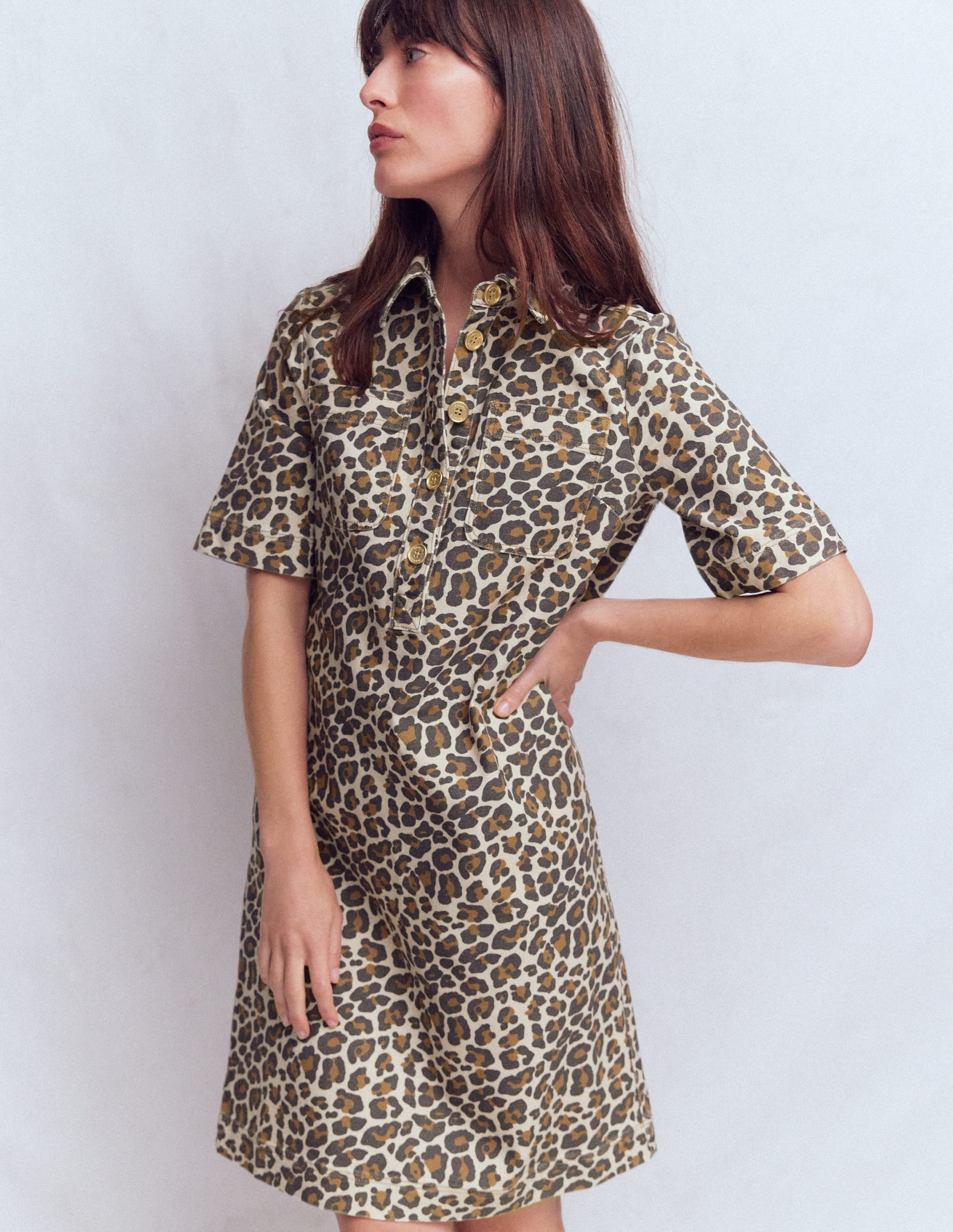 Zia Pocket Shift Dress-Almond Milk, Cheetah Pop - Image 1